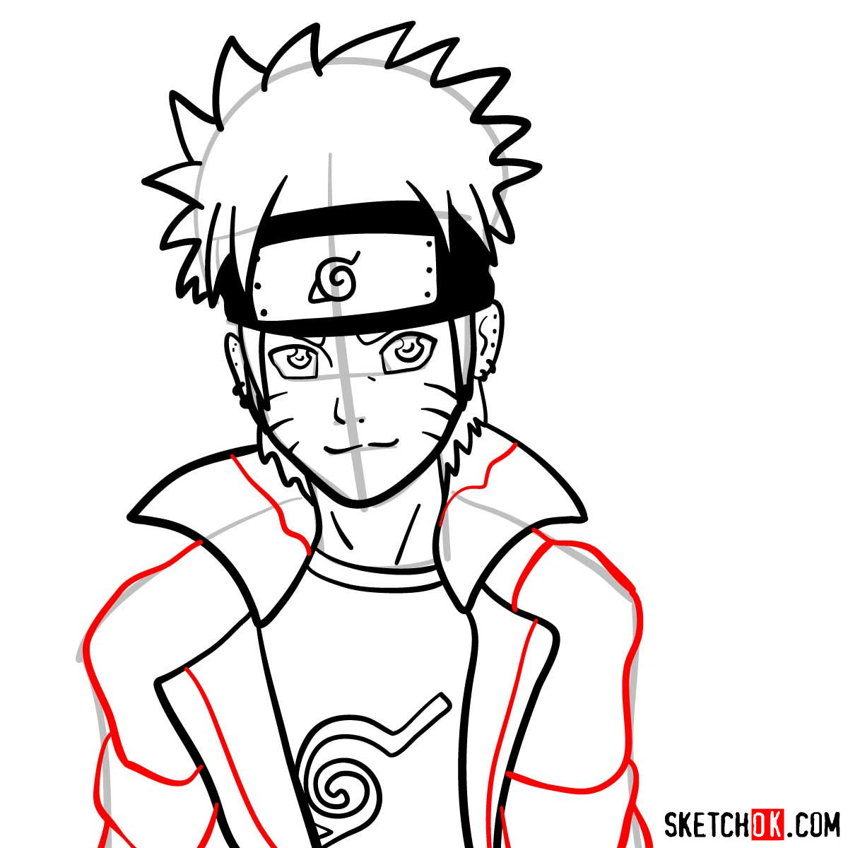 How to draw Naruto's face - step 11