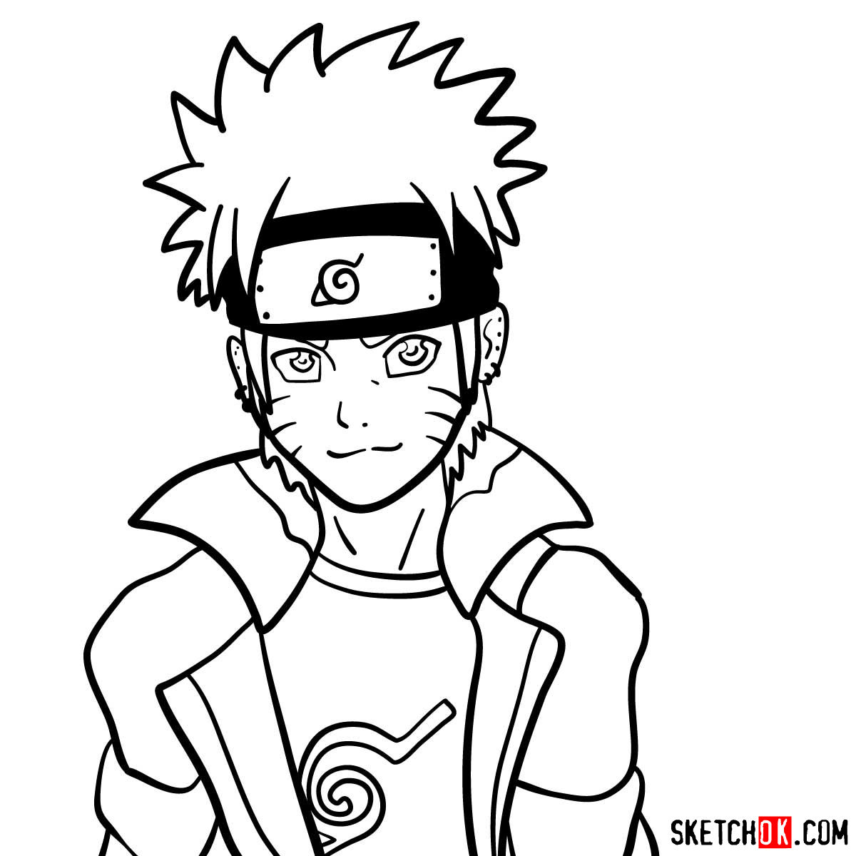 How to draw Naruto's face - step 12