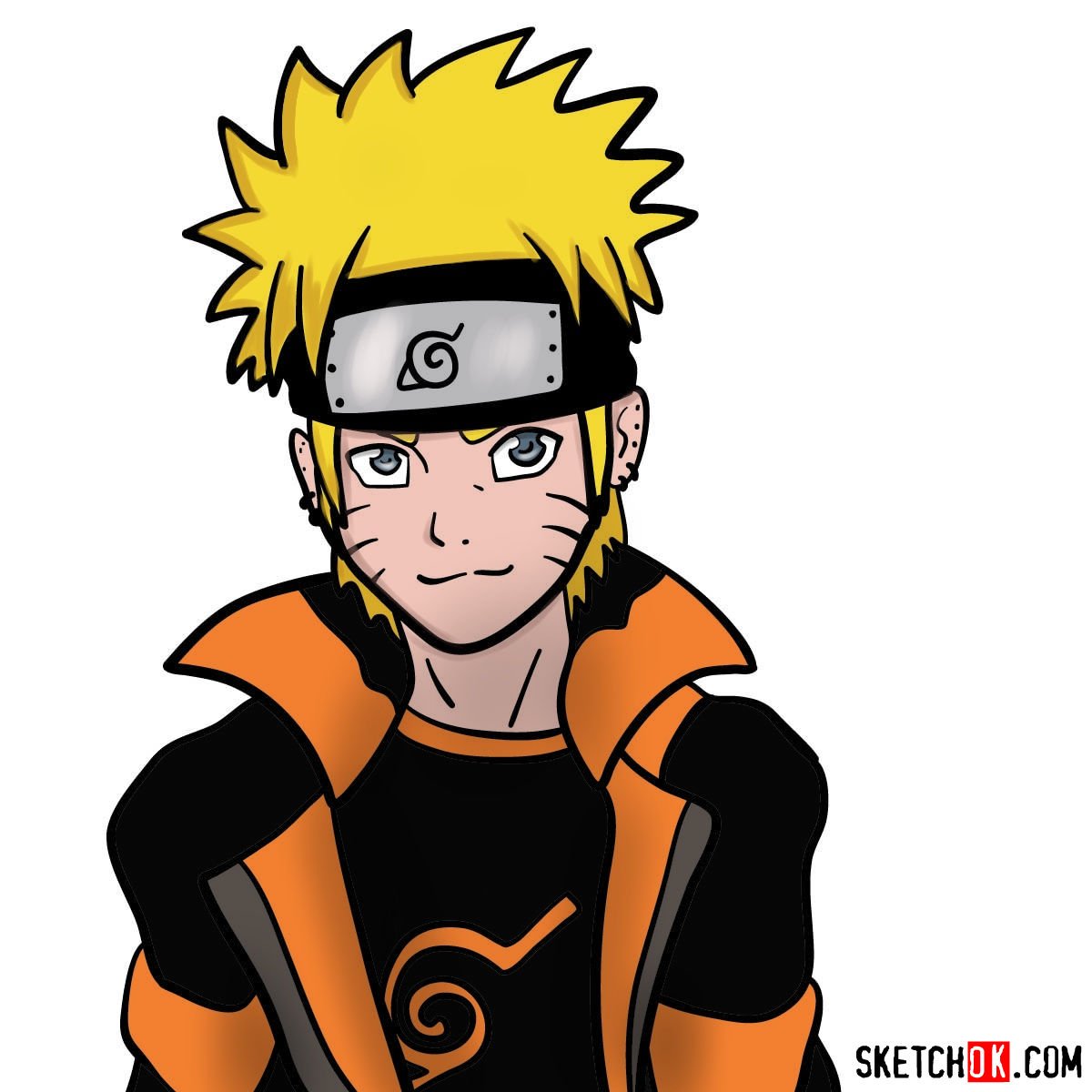 How to draw Naruto's face