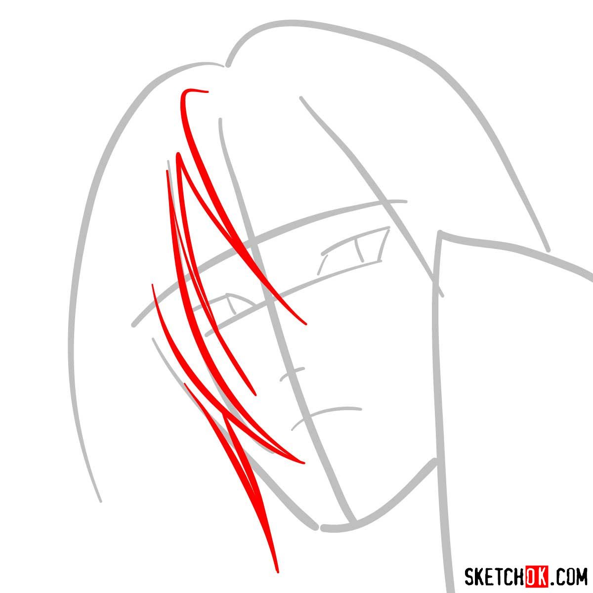 How to draw Itachi's face (Naruto anime) - step 03