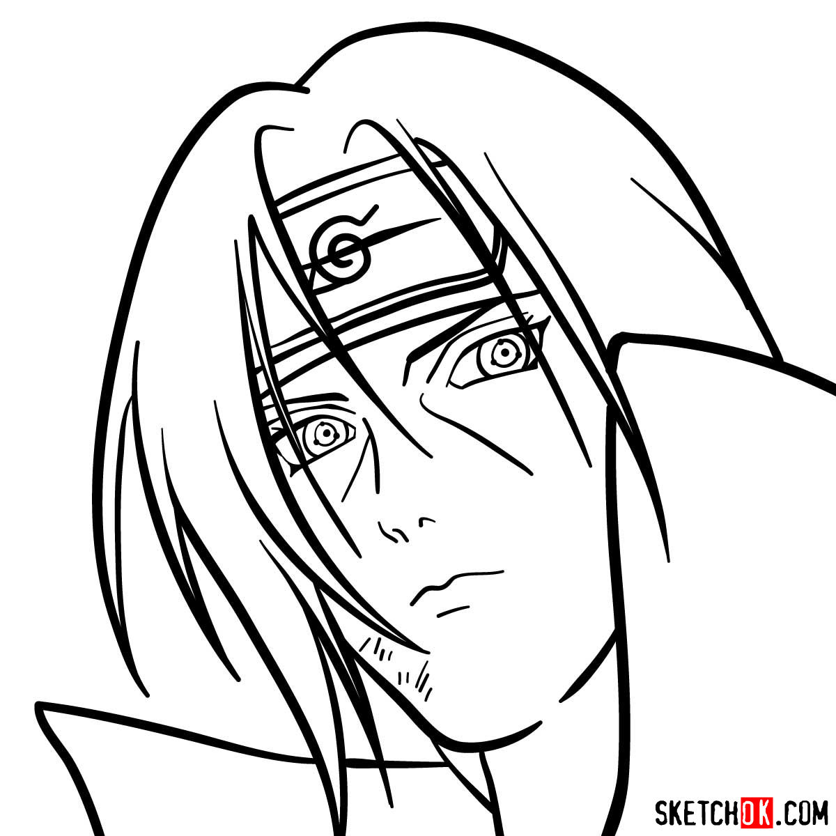 How to draw Itachi's face (Naruto anime) - step 10