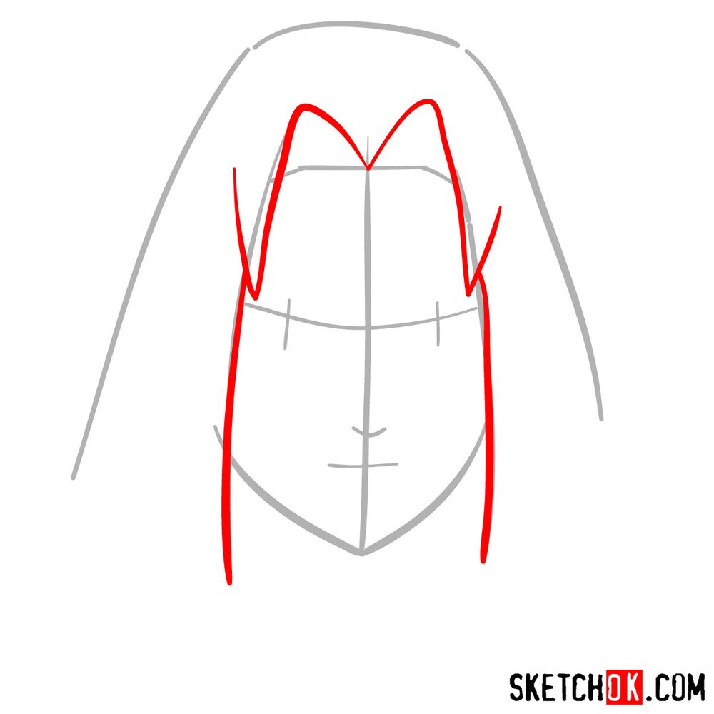 How to draw Sakura Haruno's face - step 03