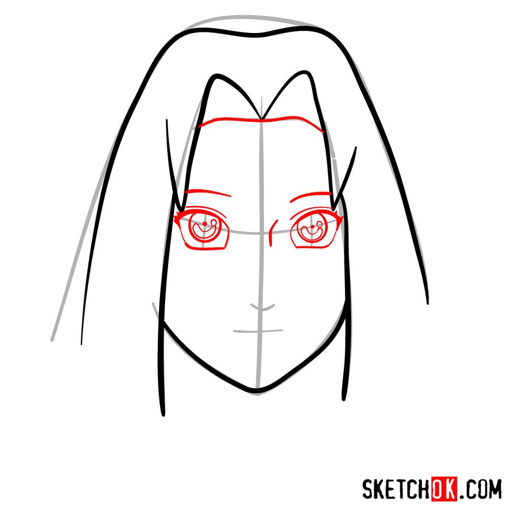 How to draw Sakura Haruno's face - step 05