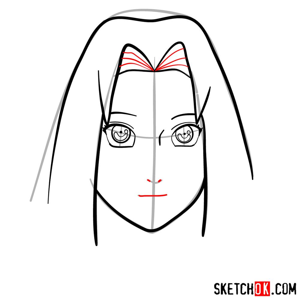How to draw Sakura Haruno's face - step 06