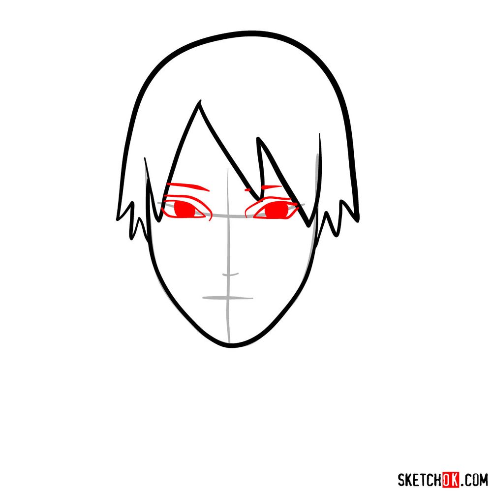 How to draw Sai Yamanaka's face - step 05