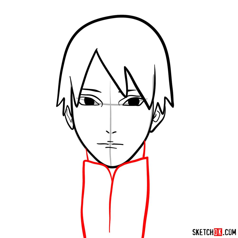 How to draw Sai Yamanaka's face - step 07