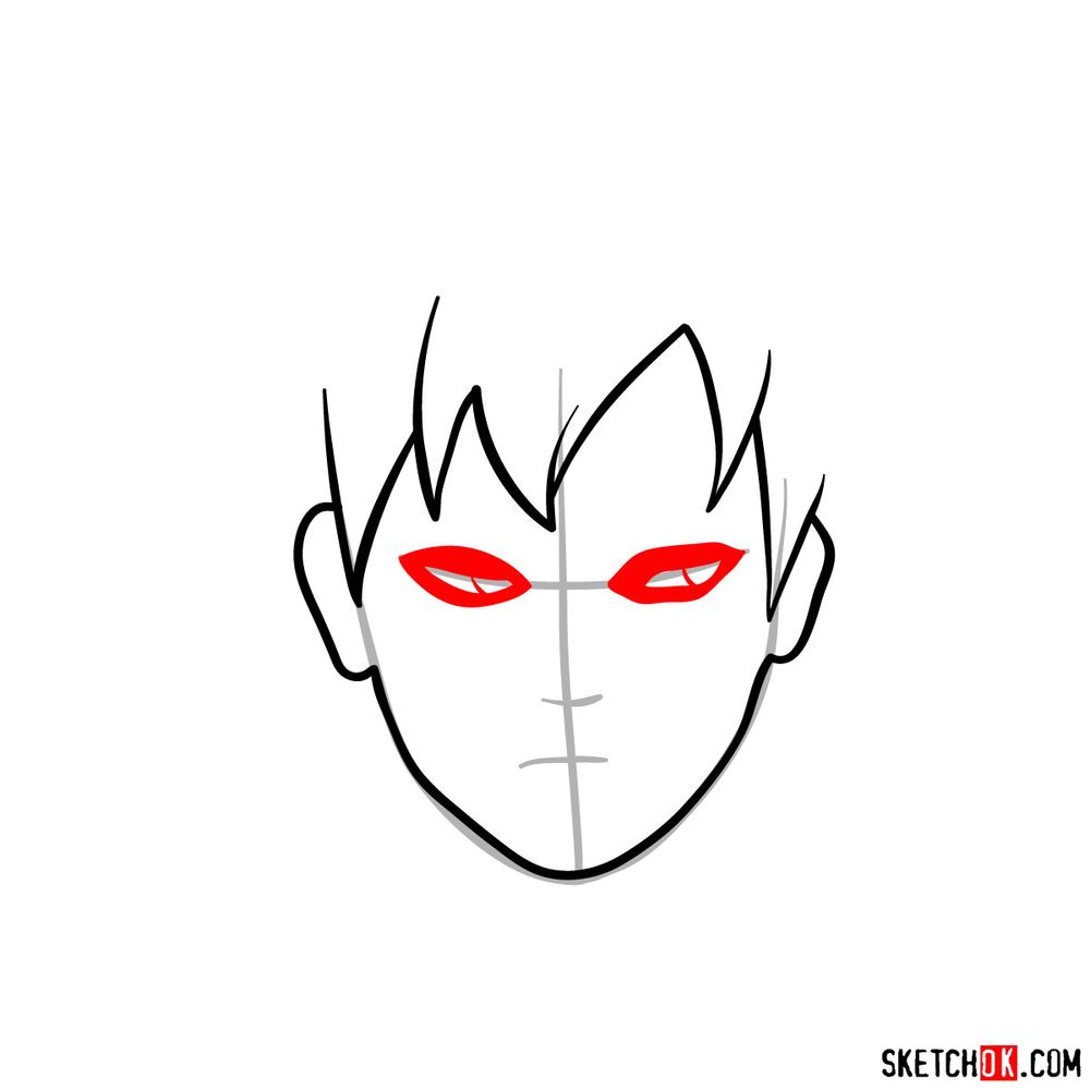 How to draw Gaara's face - step 04