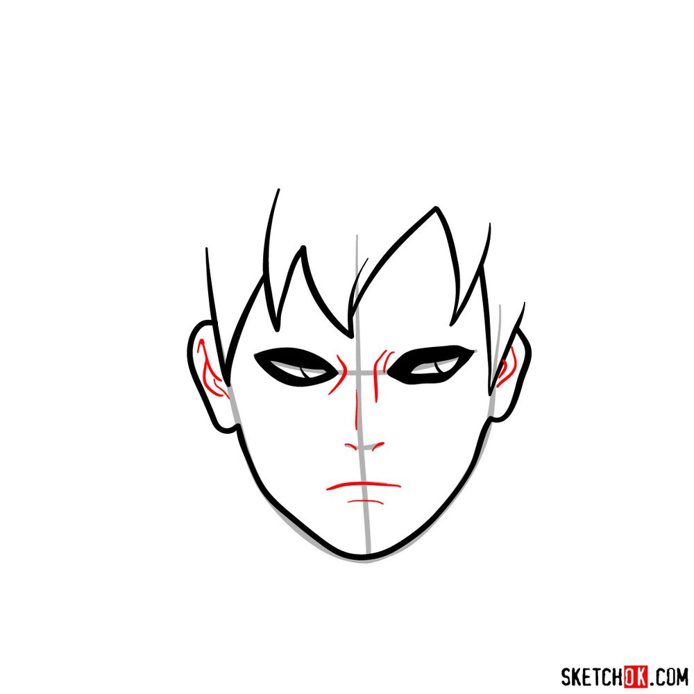 How to draw Gaara's face - step 05