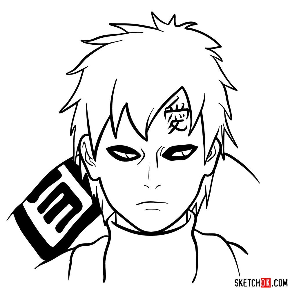How to draw Gaara’s face