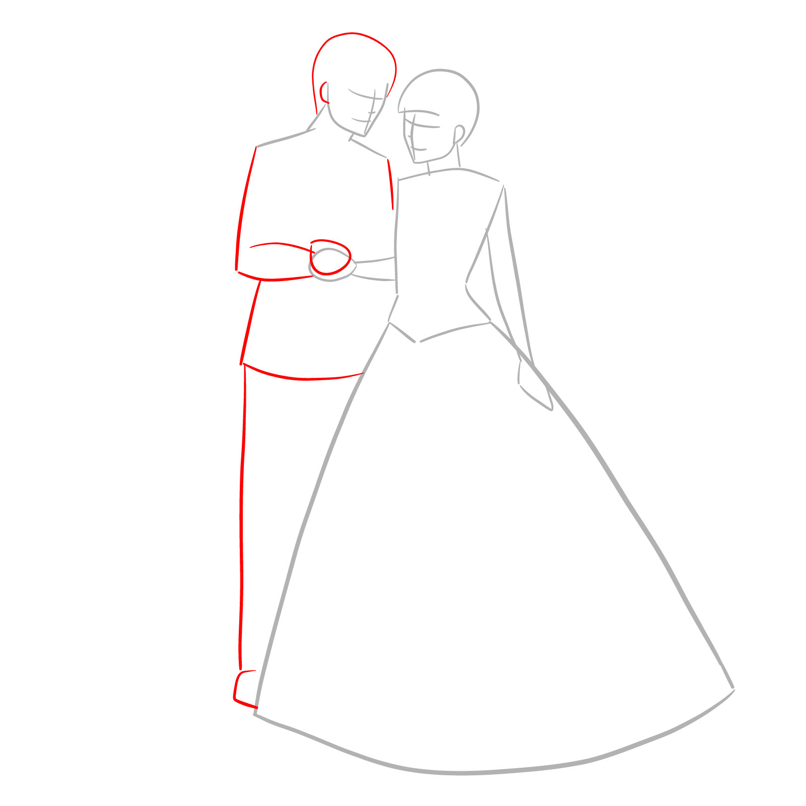 How to draw Hinata and Naruto wedding - step 03