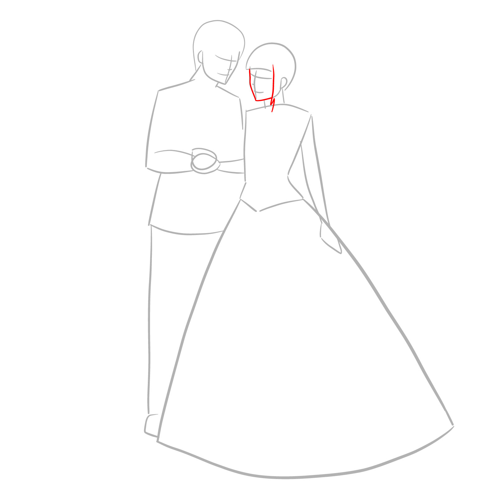 How to draw Hinata and Naruto wedding - step 04