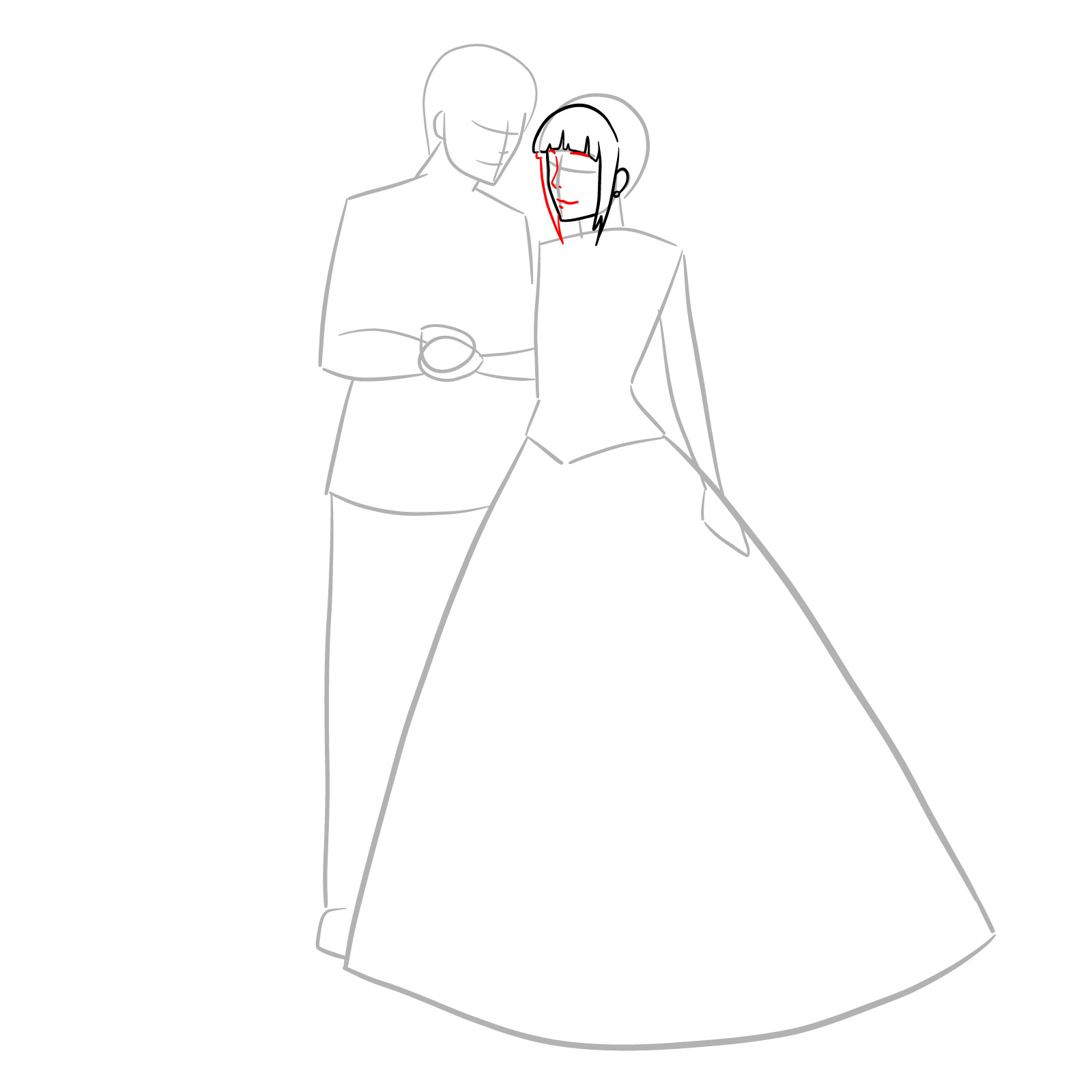How to draw Hinata and Naruto wedding - step 06
