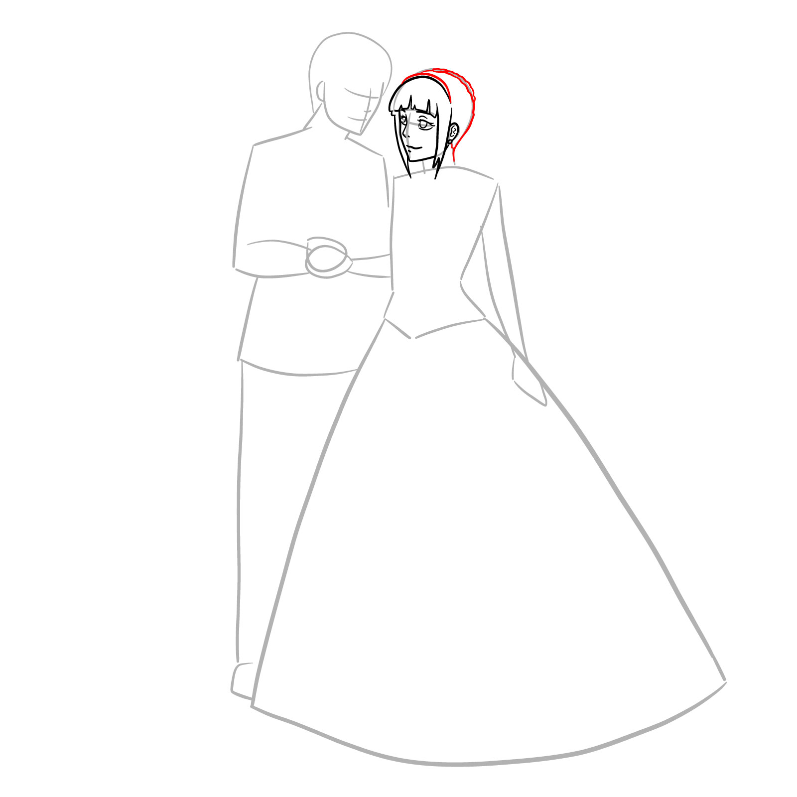 How to draw Hinata and Naruto wedding - step 09
