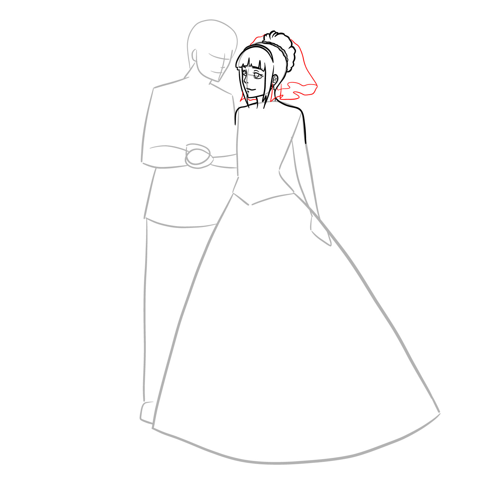 How to draw Hinata and Naruto wedding - step 11