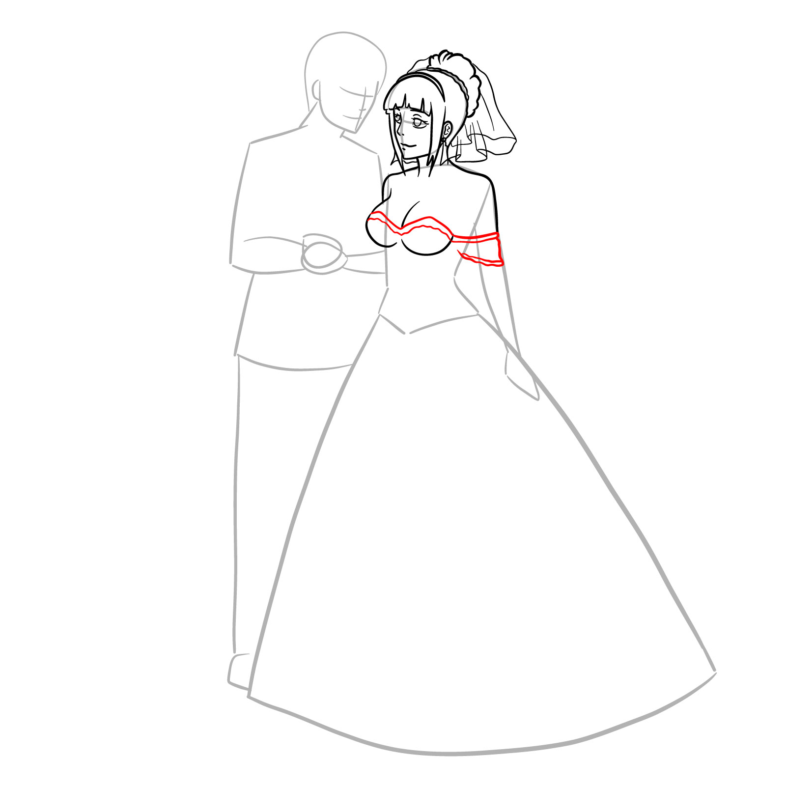 How to draw Hinata and Naruto wedding - step 13
