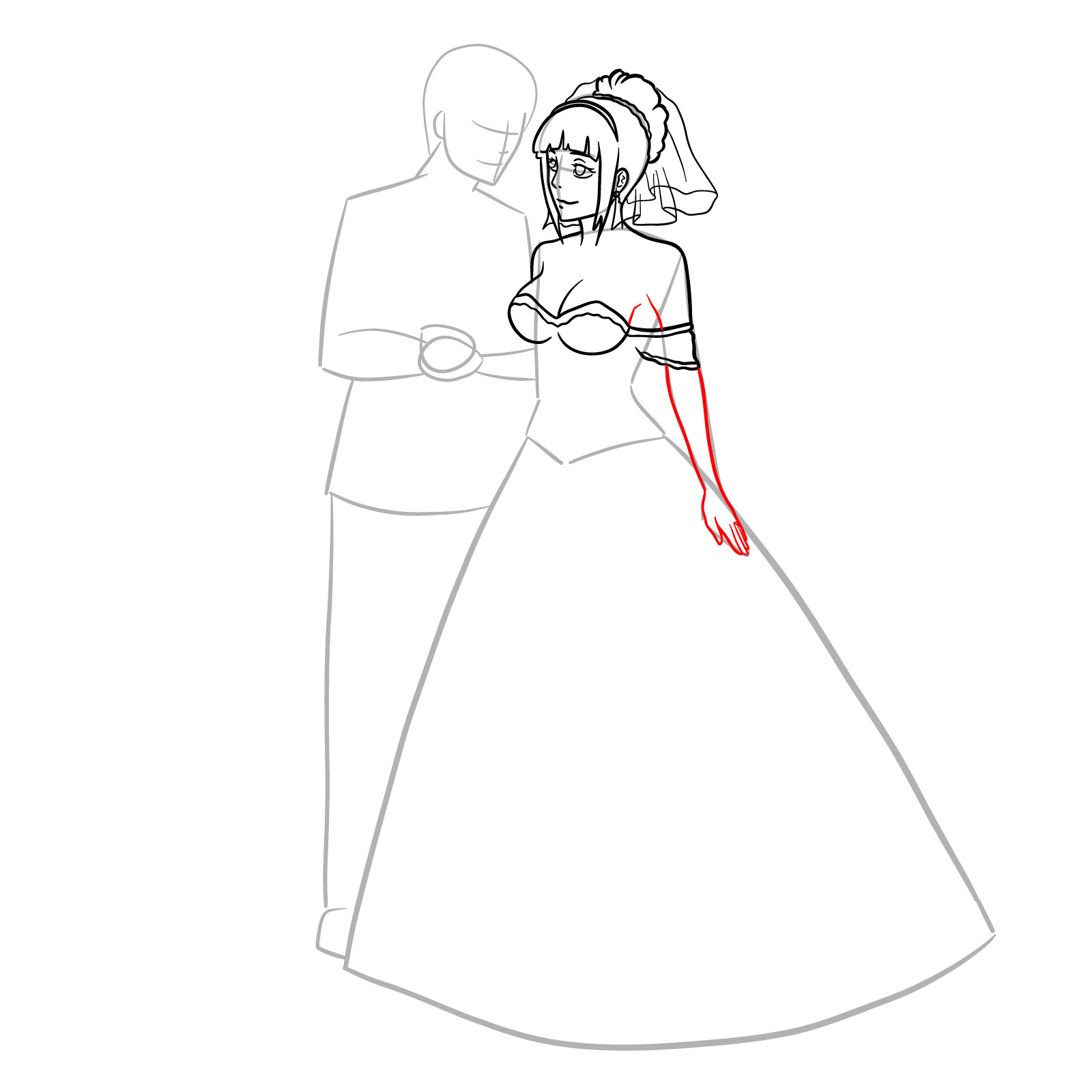 How to draw Hinata and Naruto wedding - step 14