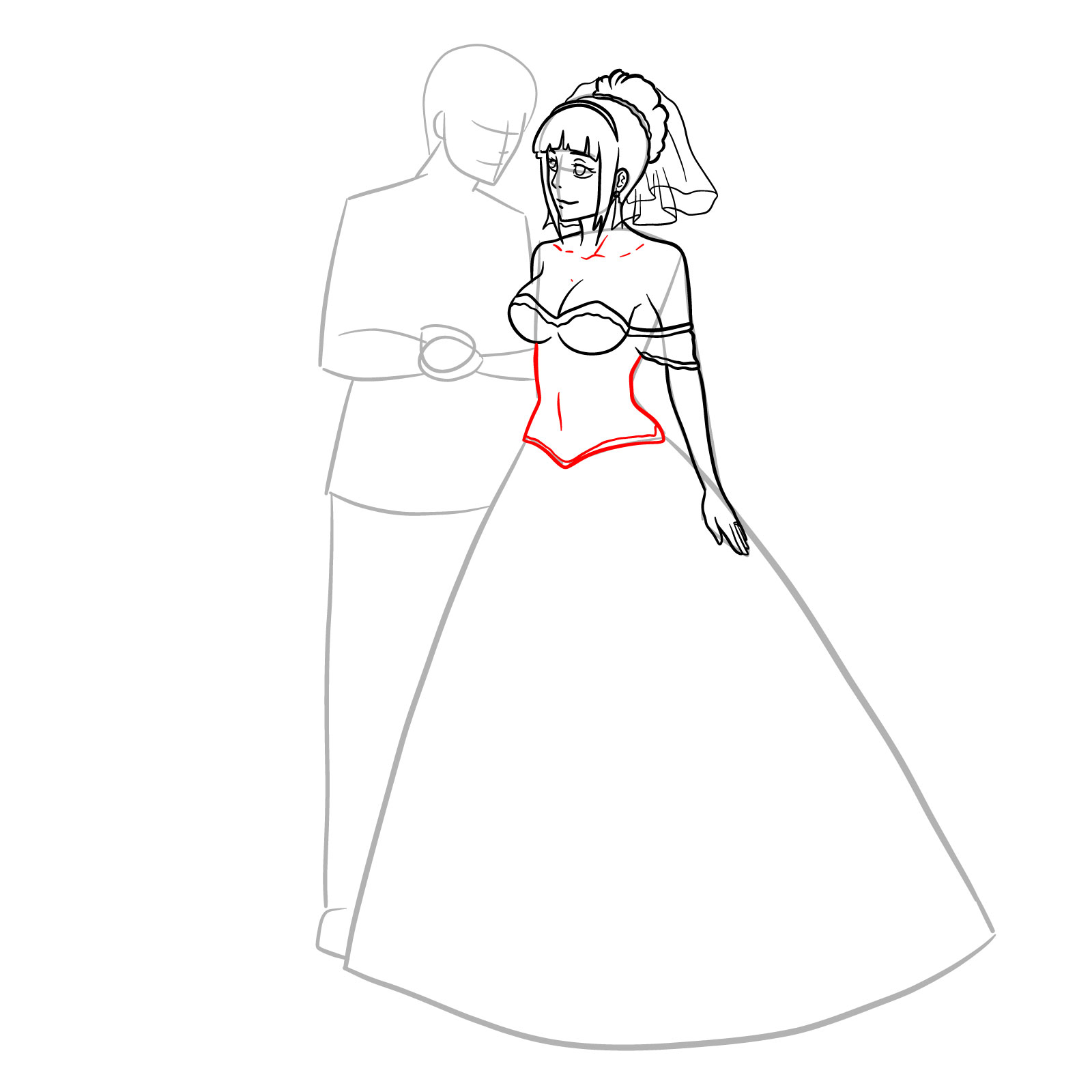 How to draw Hinata and Naruto wedding - step 15