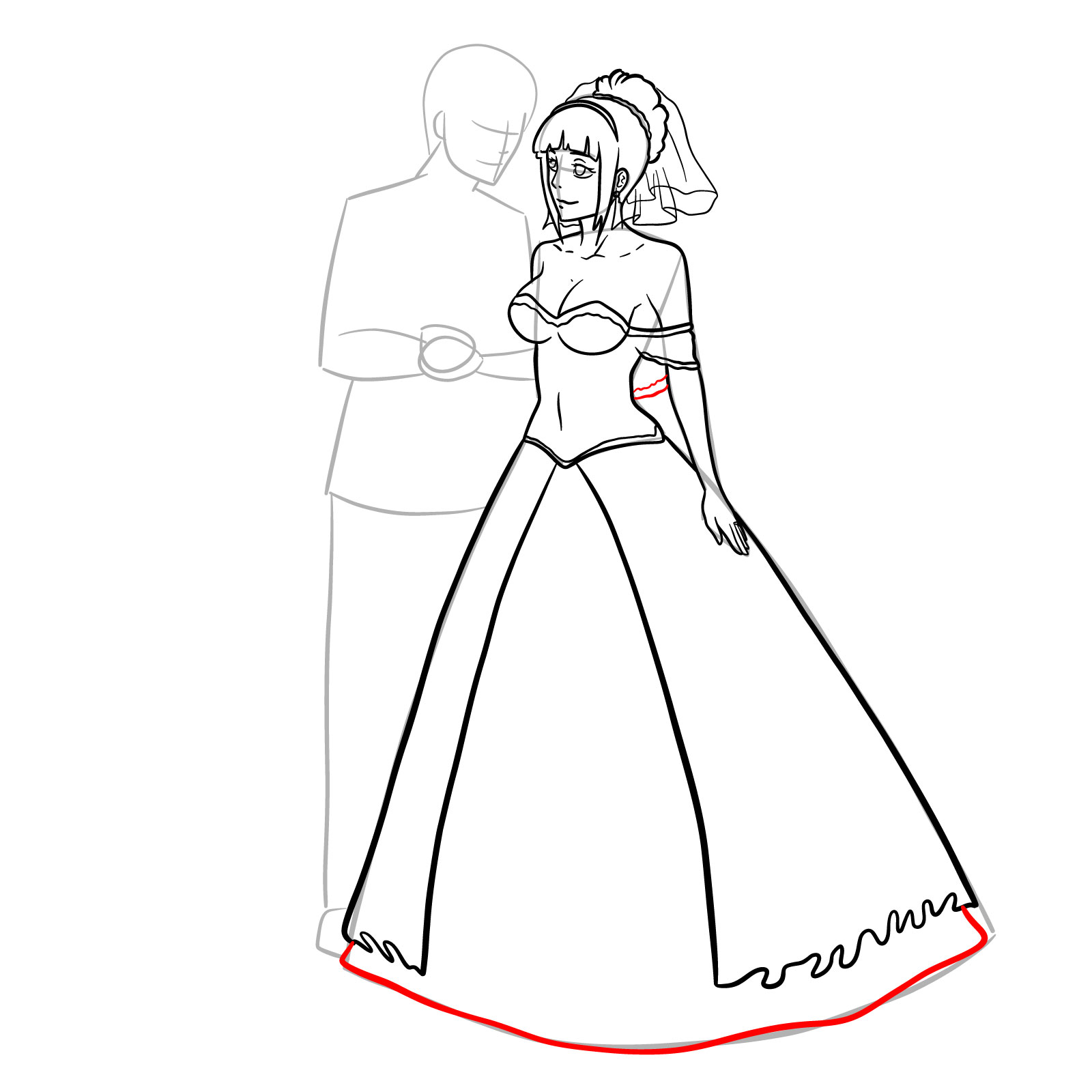 How to draw Hinata and Naruto wedding - step 17