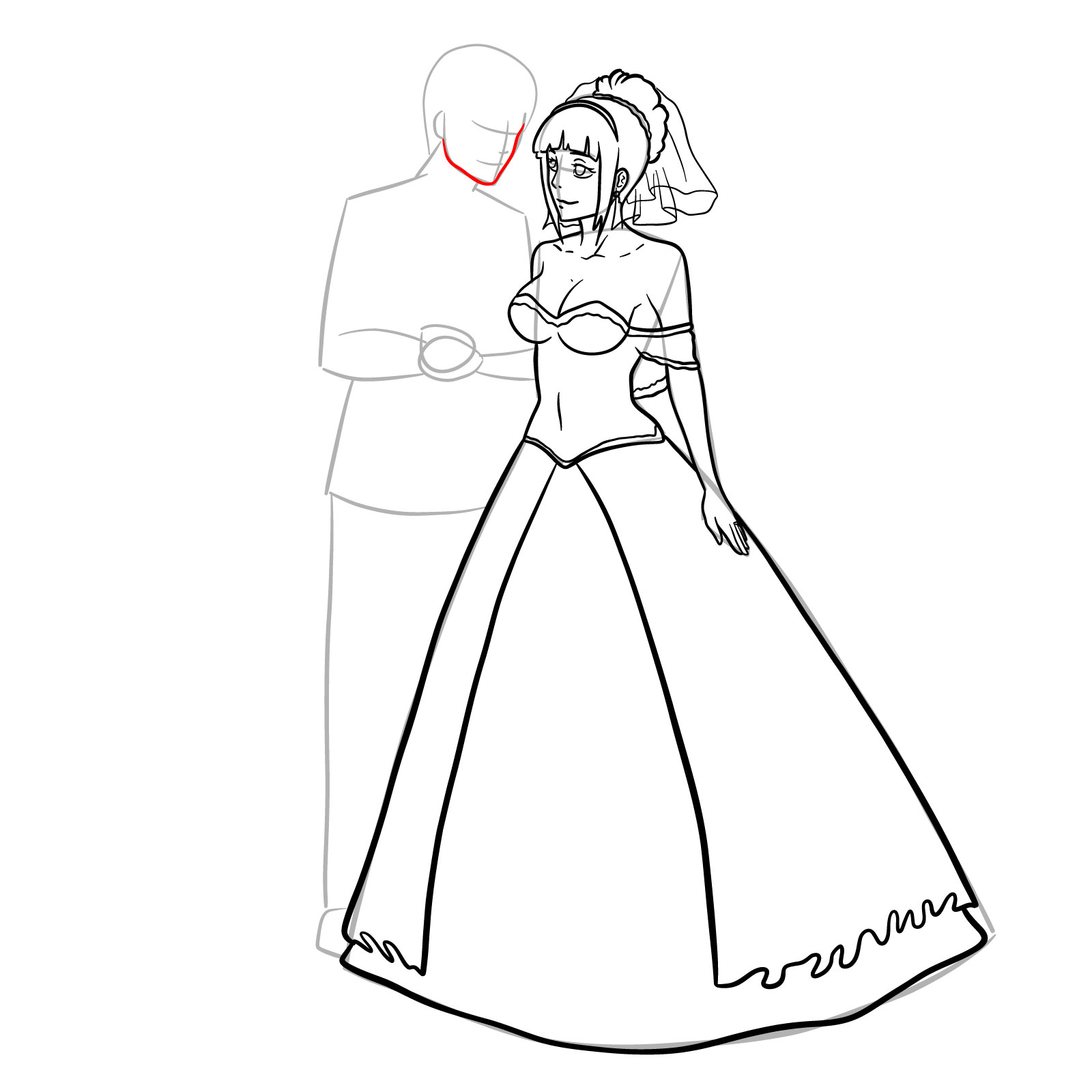How to draw Hinata and Naruto wedding - step 18