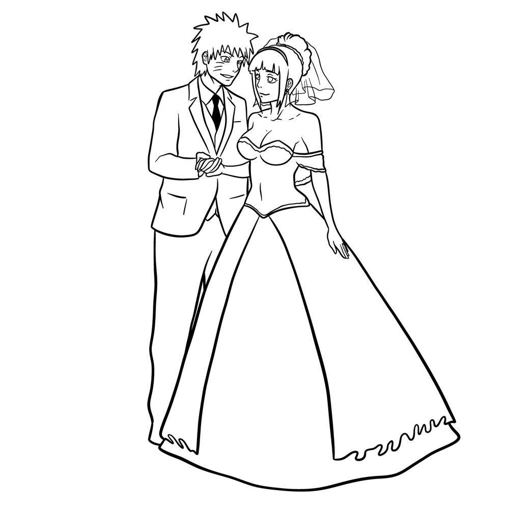 How to draw Hinata and Naruto wedding