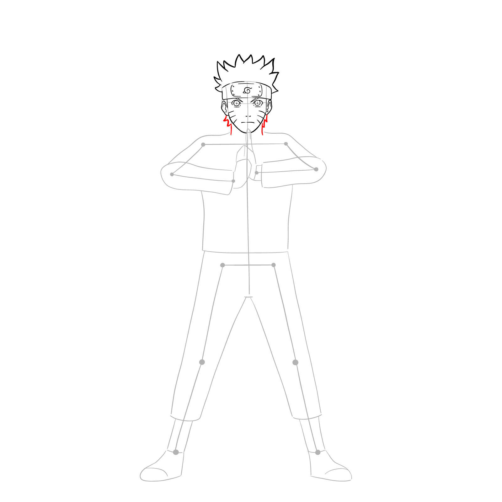 How to draw Naruto in Nine-Tails Chakra Mode - step 14