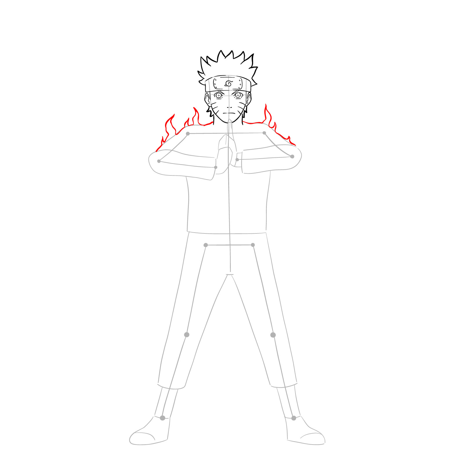 How to draw Naruto in Nine-Tails Chakra Mode - step 15