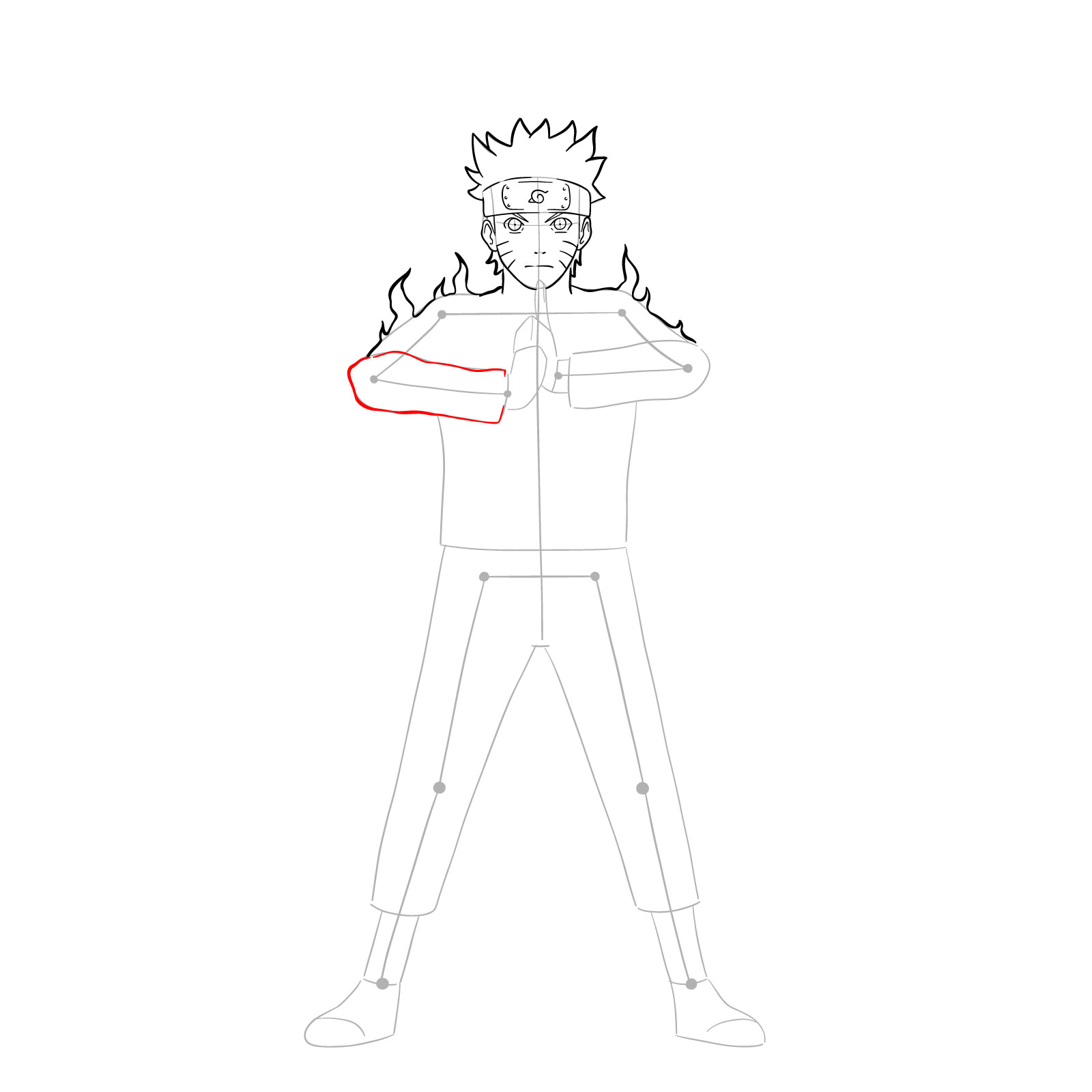 How to draw Naruto in Nine-Tails Chakra Mode - step 16