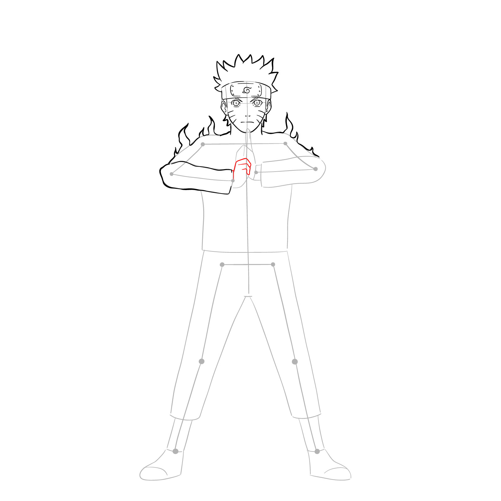 How to draw Naruto in Nine-Tails Chakra Mode - step 17