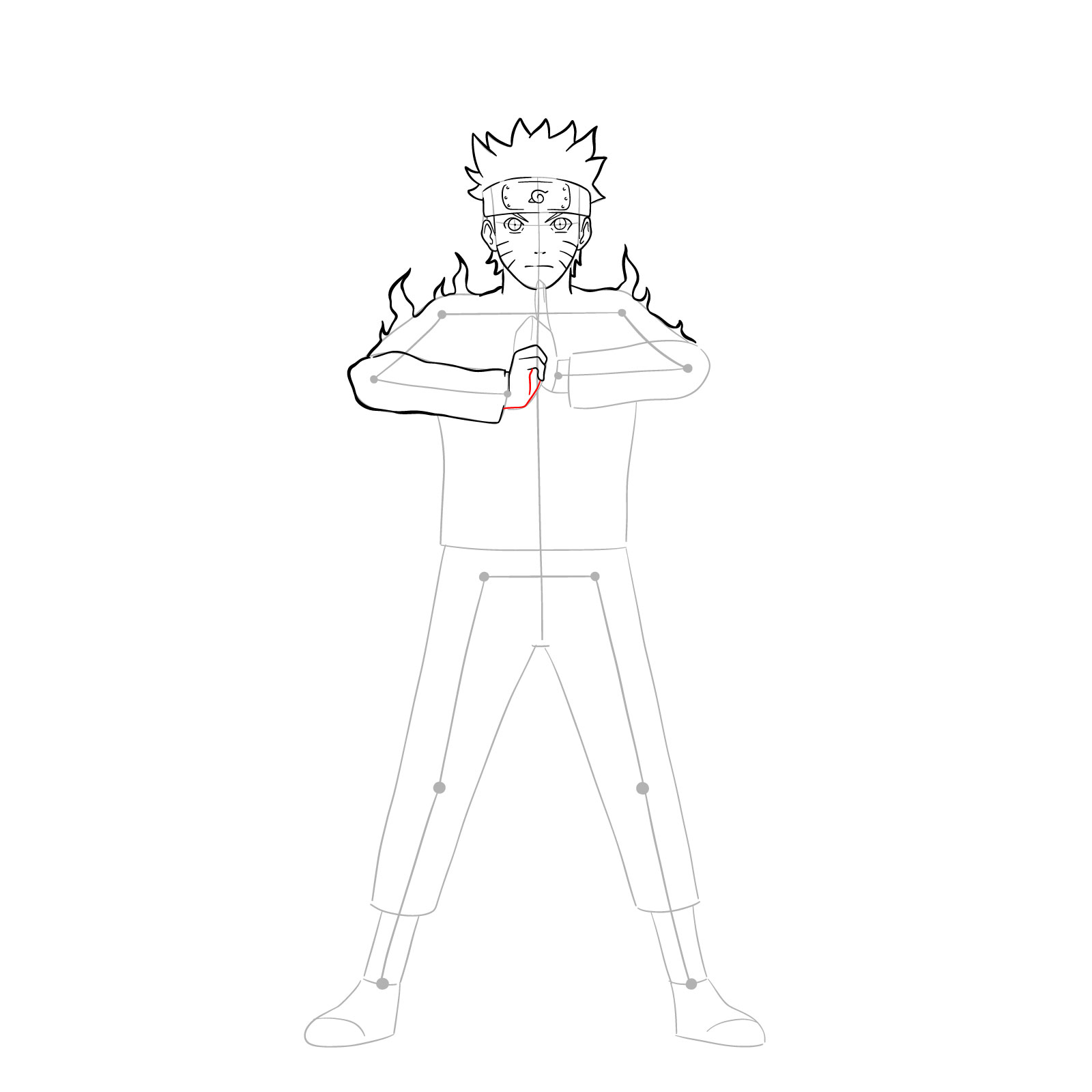 How to draw Naruto in Nine-Tails Chakra Mode - step 18