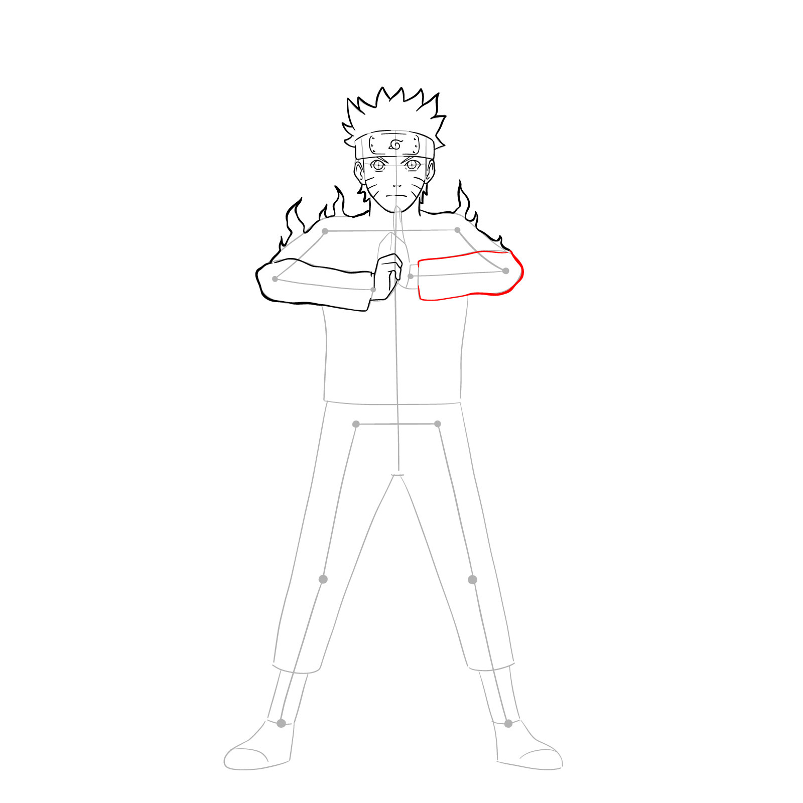 How to draw Naruto in Nine-Tails Chakra Mode - step 19