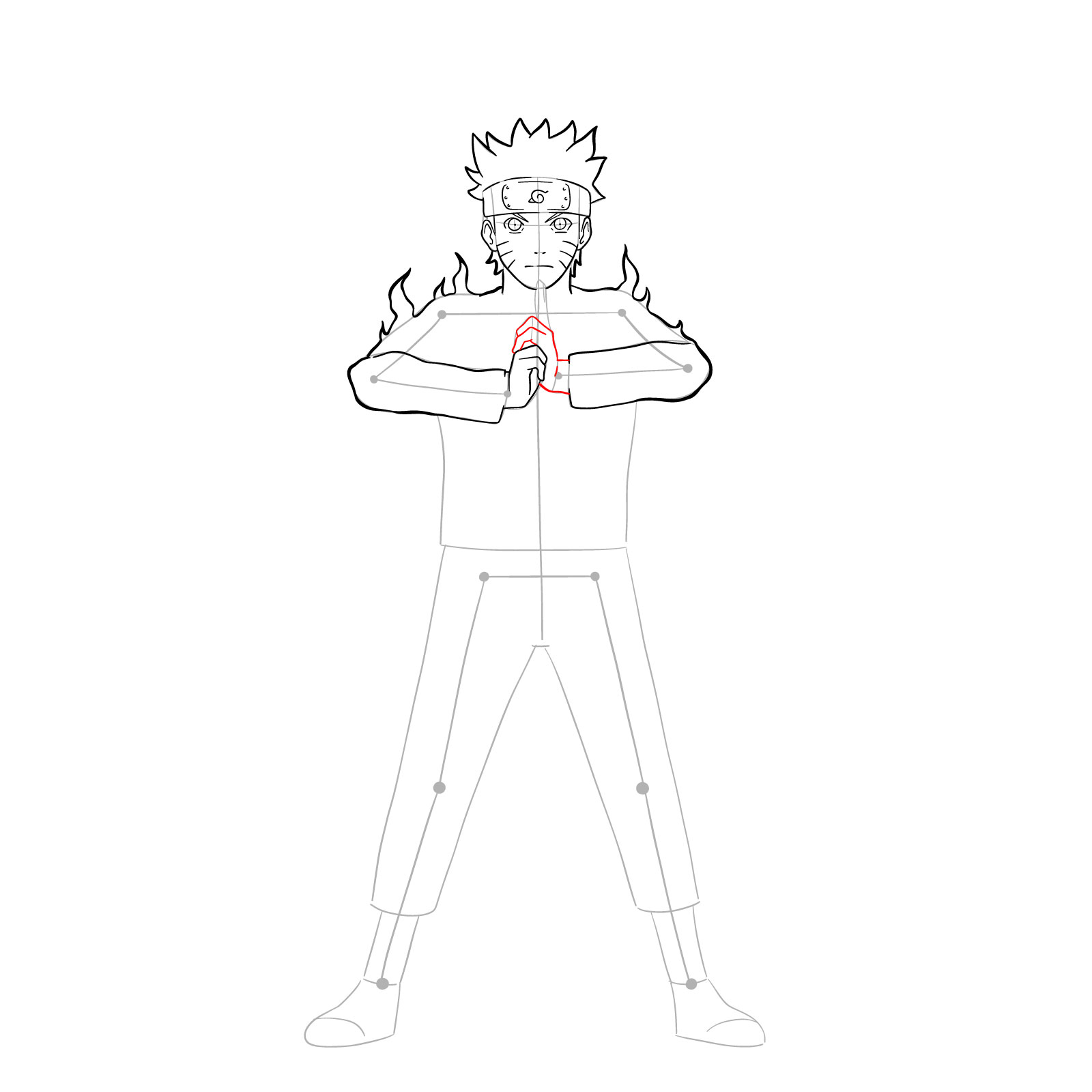 How to draw Naruto in Nine-Tails Chakra Mode - step 20