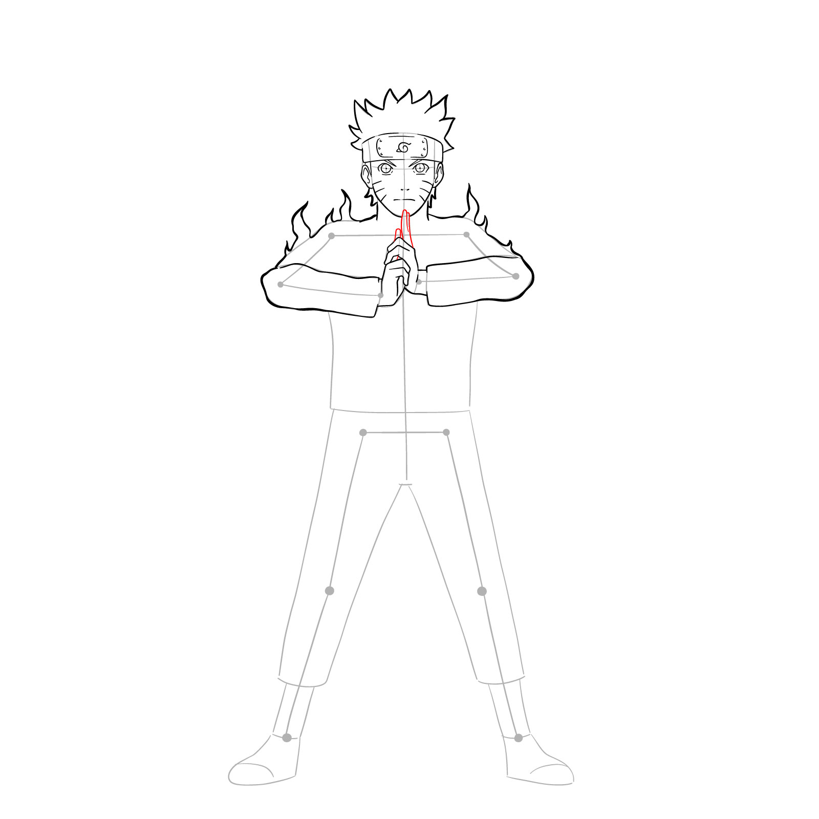How to draw Naruto in Nine-Tails Chakra Mode - step 21