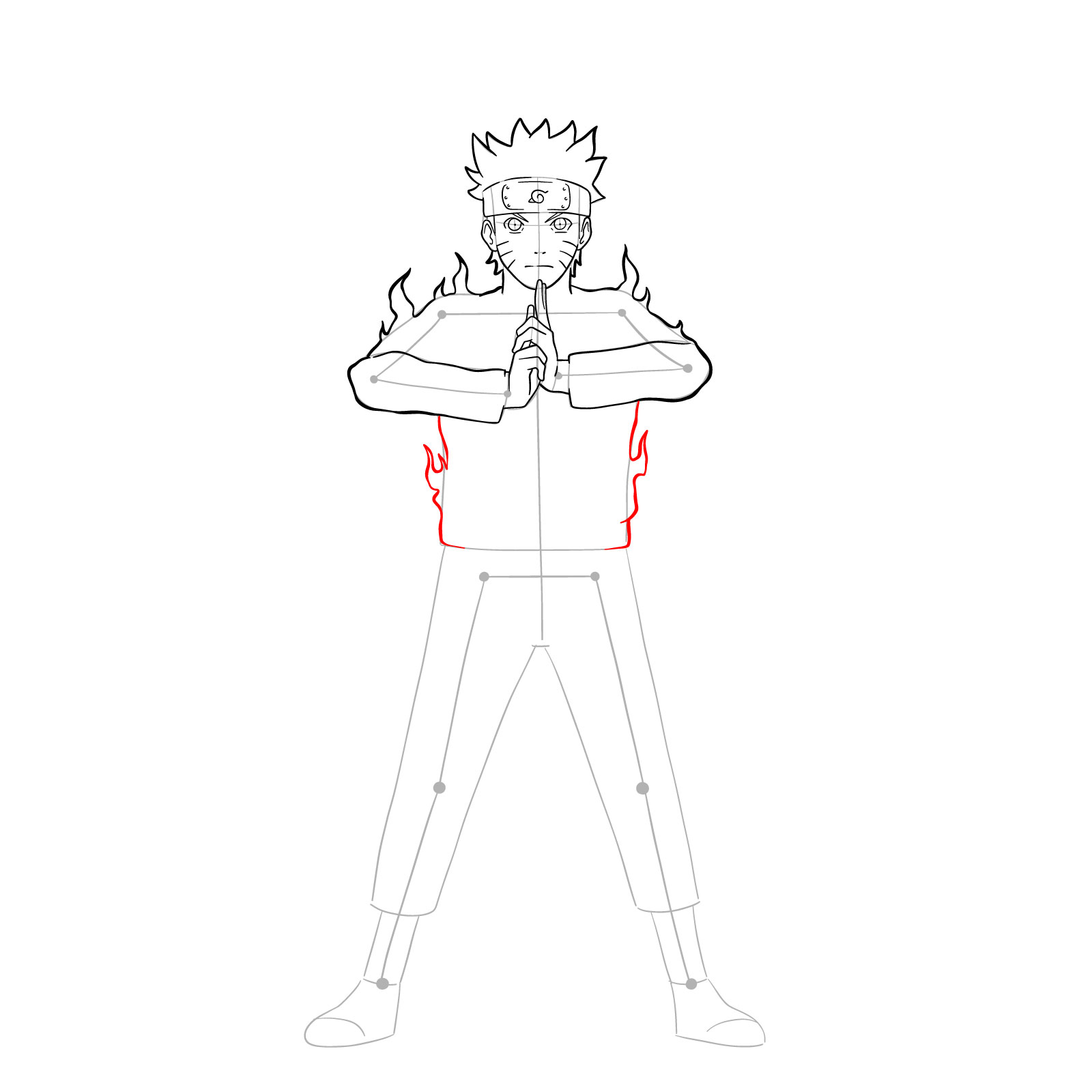 How to draw Naruto in Nine-Tails Chakra Mode - step 22
