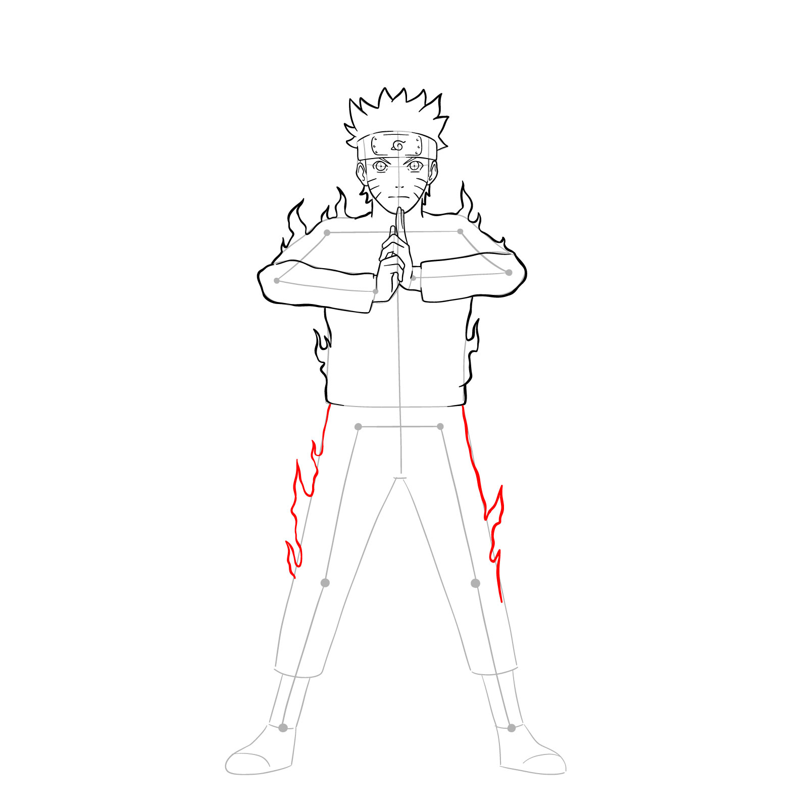 How to draw Naruto in Nine-Tails Chakra Mode - step 23