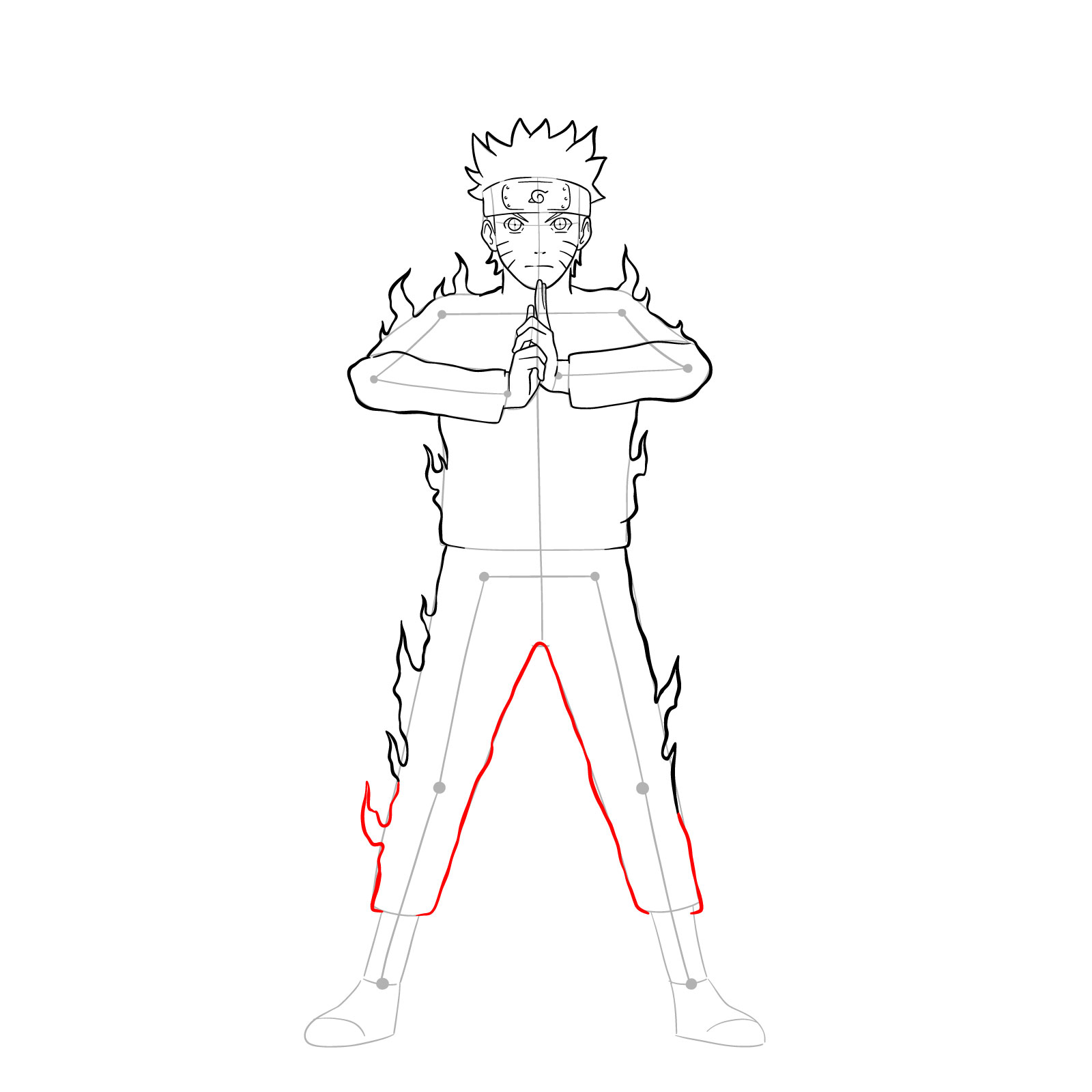 How to draw Naruto in Nine-Tails Chakra Mode - step 24