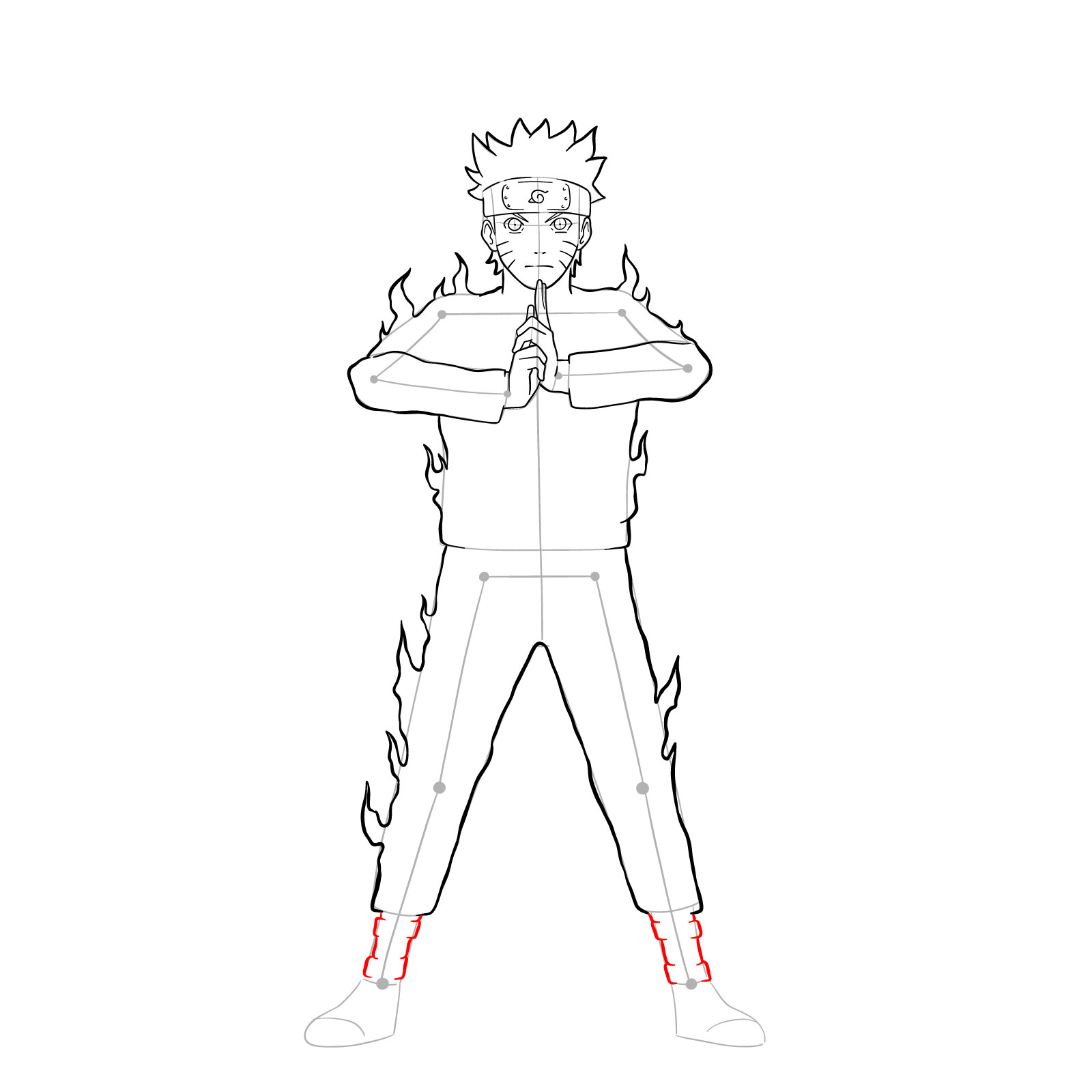 How to draw Naruto in Nine-Tails Chakra Mode - step 25