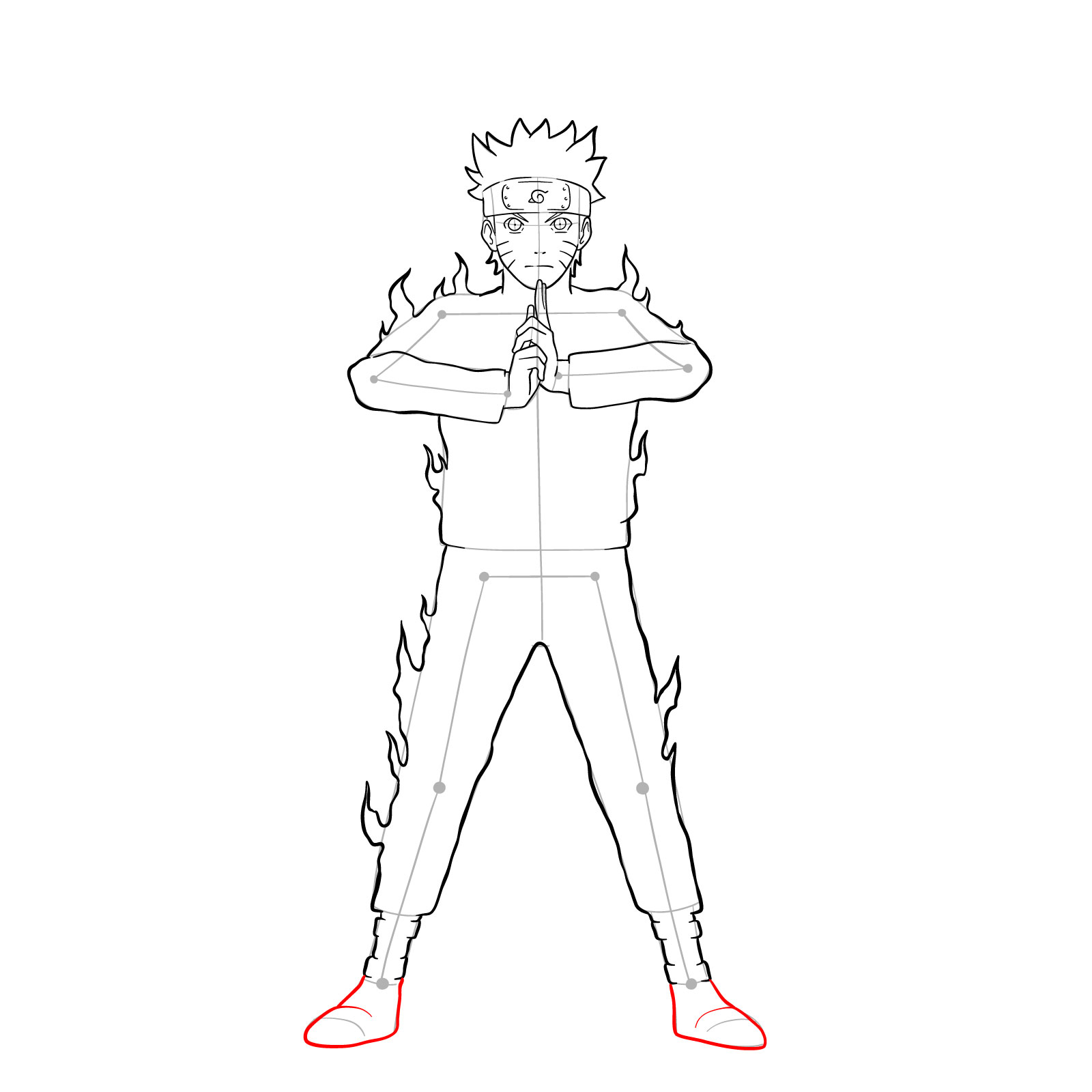 How to draw Naruto in Nine-Tails Chakra Mode - step 26