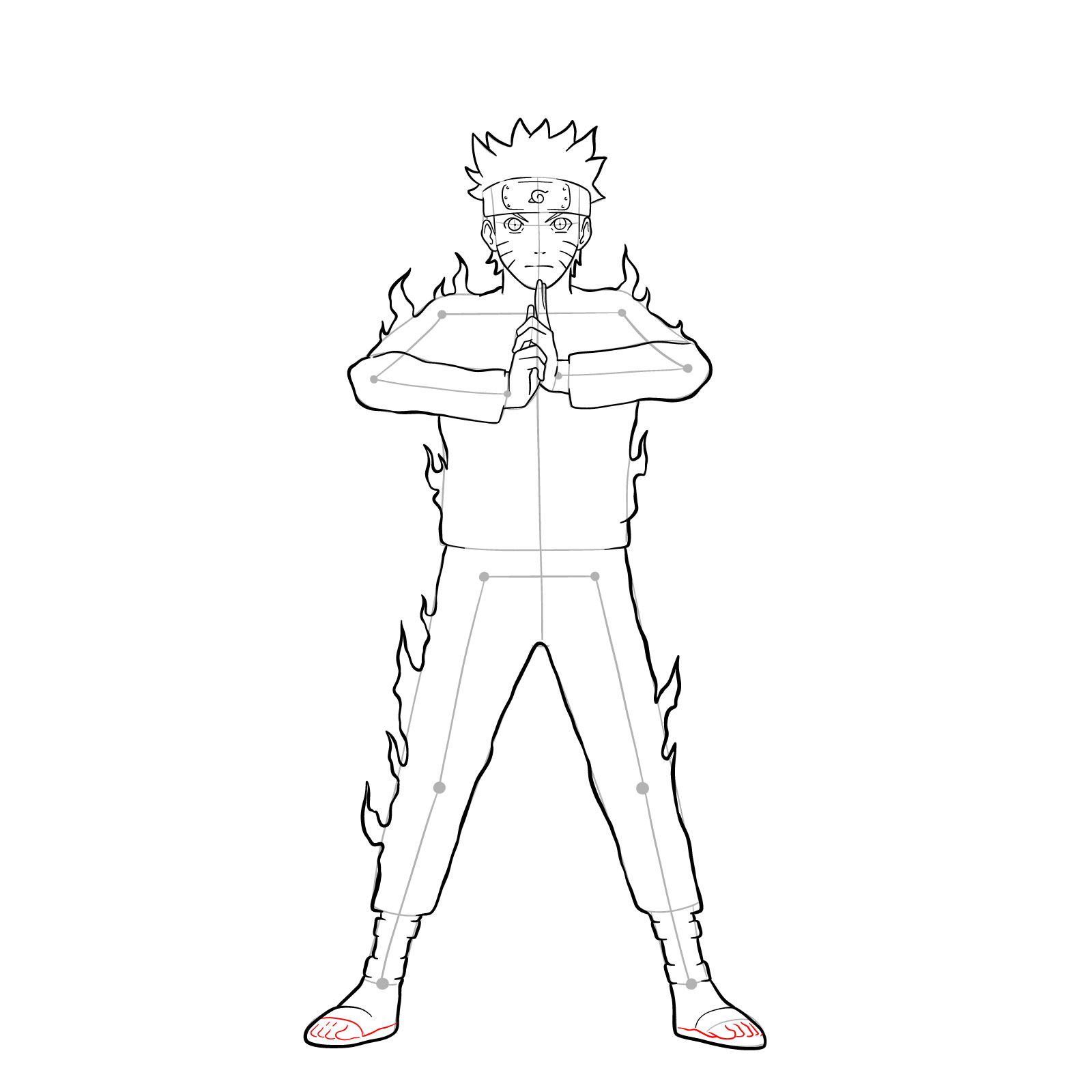 How to draw Naruto in Nine-Tails Chakra Mode - step 27