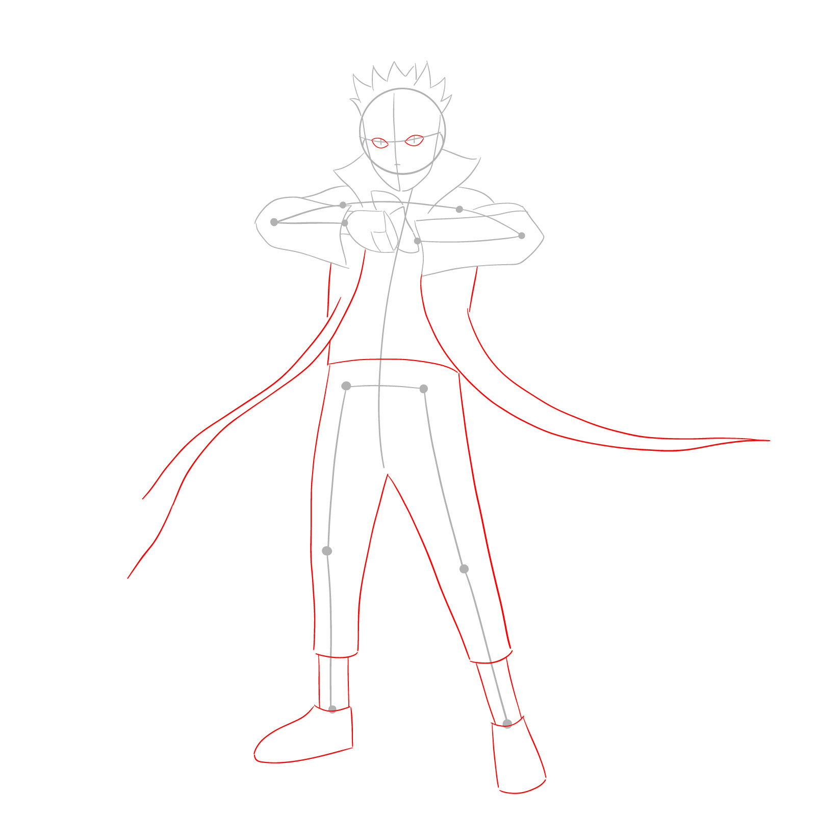 How to draw Naruto in Kurama Mode - step 03