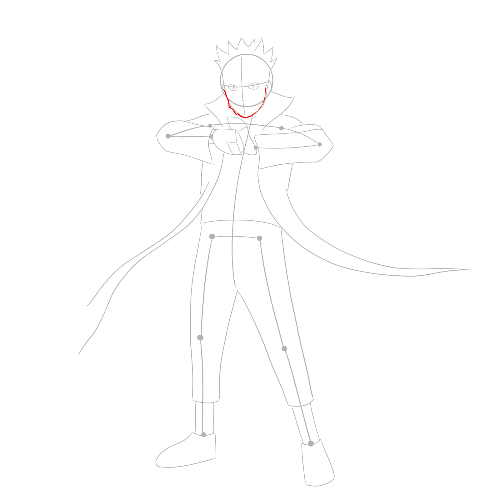 How to draw Naruto in Kurama Mode - step 04