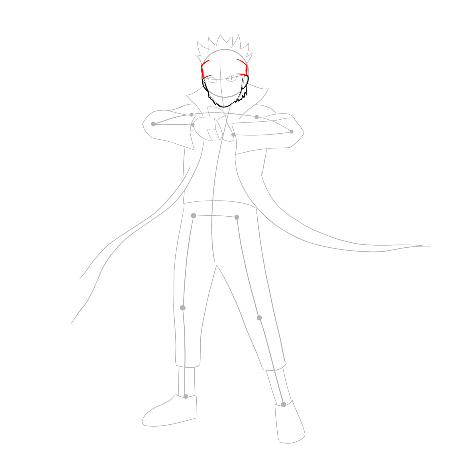 How to draw Naruto in Kurama Mode - step 06