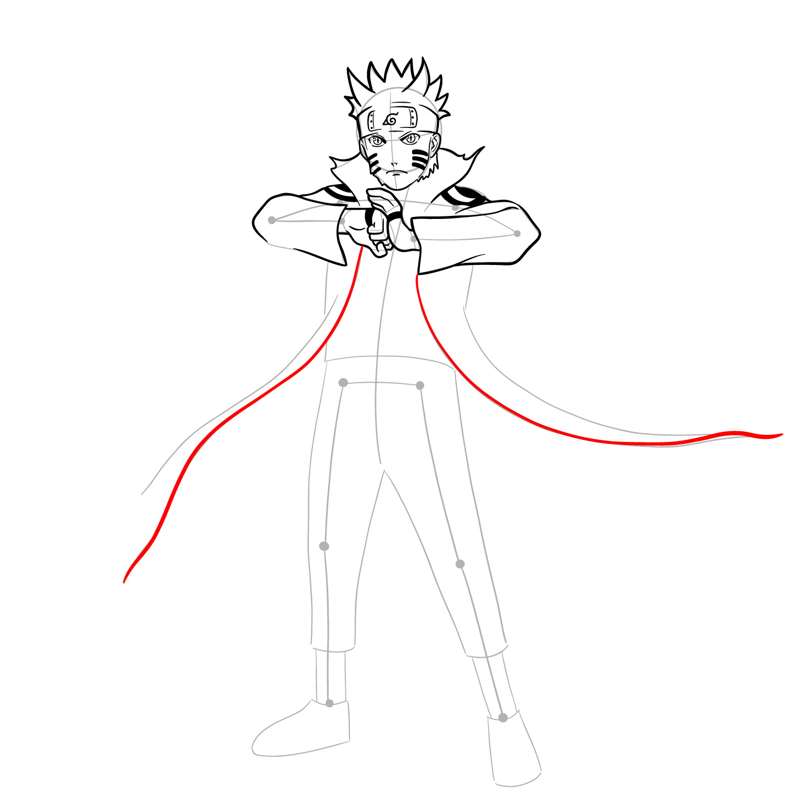 How to draw Naruto in Kurama Mode - step 23