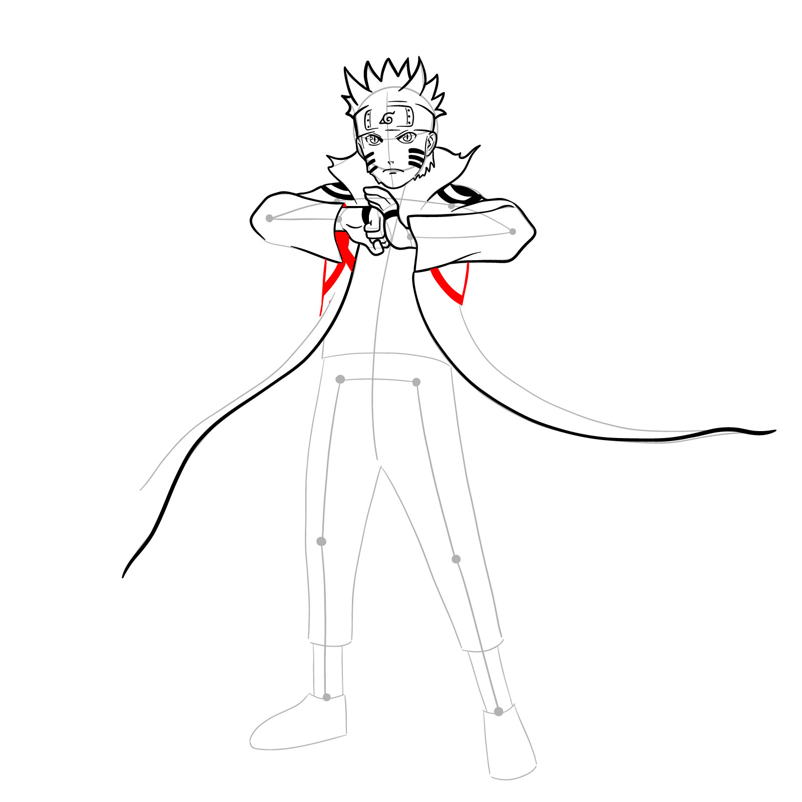How to draw Naruto in Kurama Mode - step 24