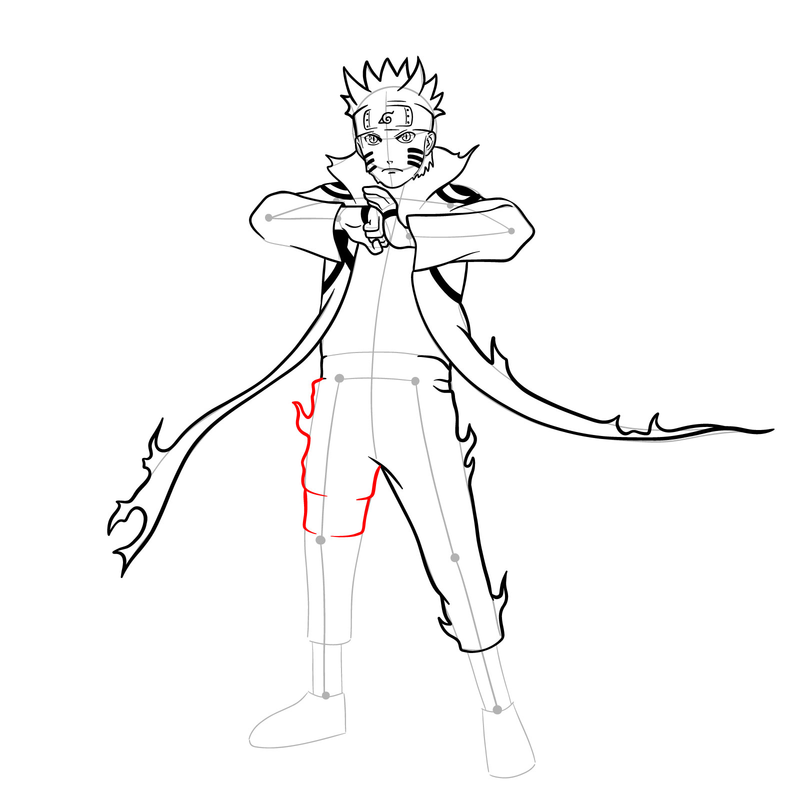 How to draw Naruto in Kurama Mode - step 28