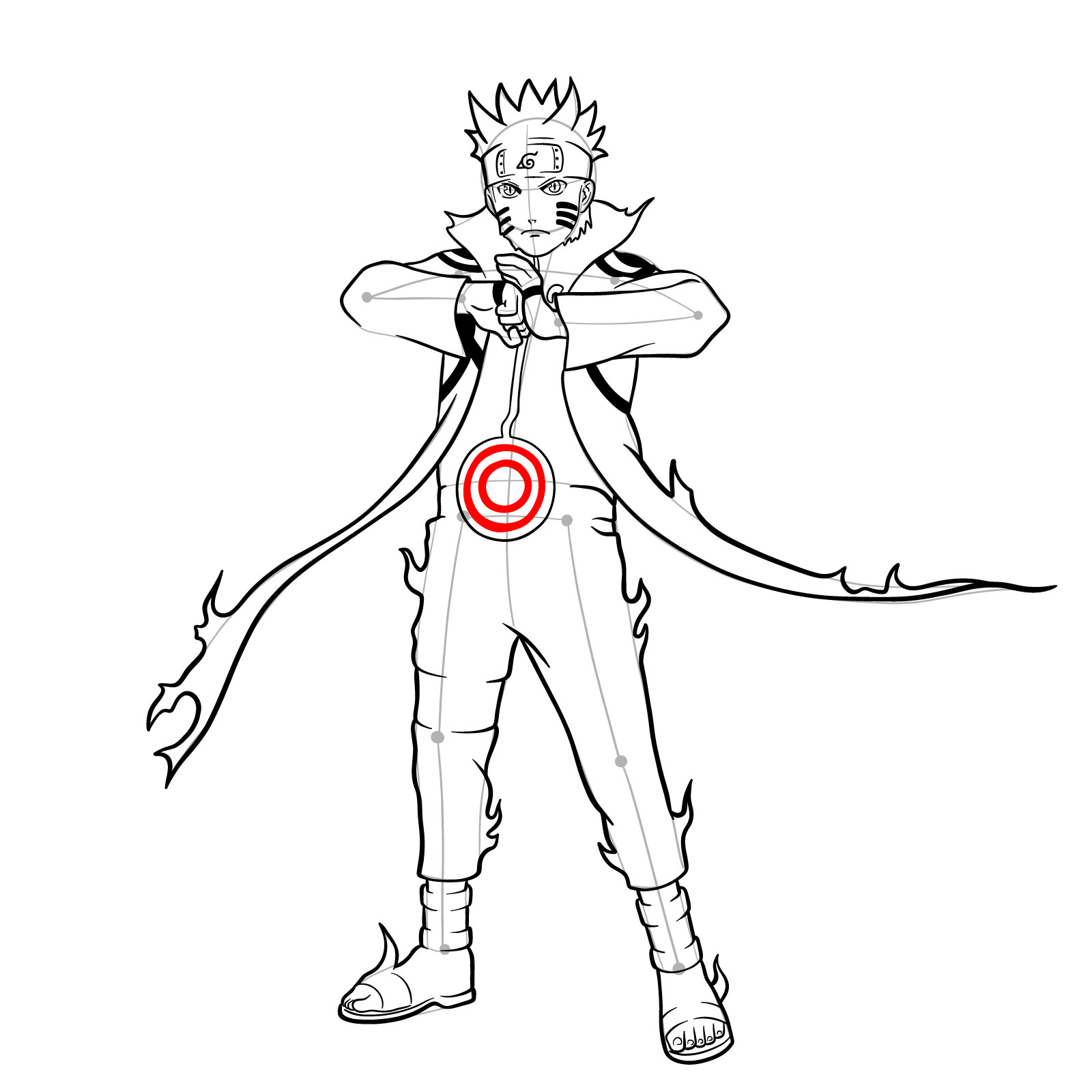 How to draw Naruto in Kurama Mode - step 38