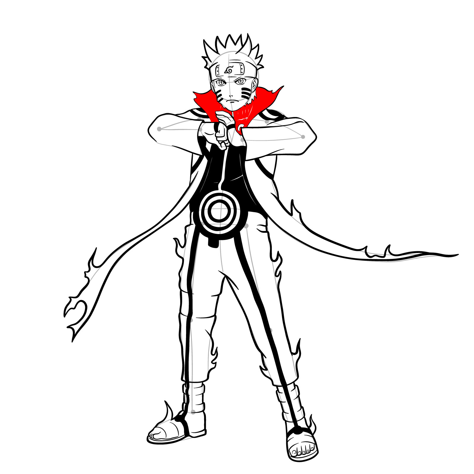 How to draw Naruto in Kurama Mode - step 41
