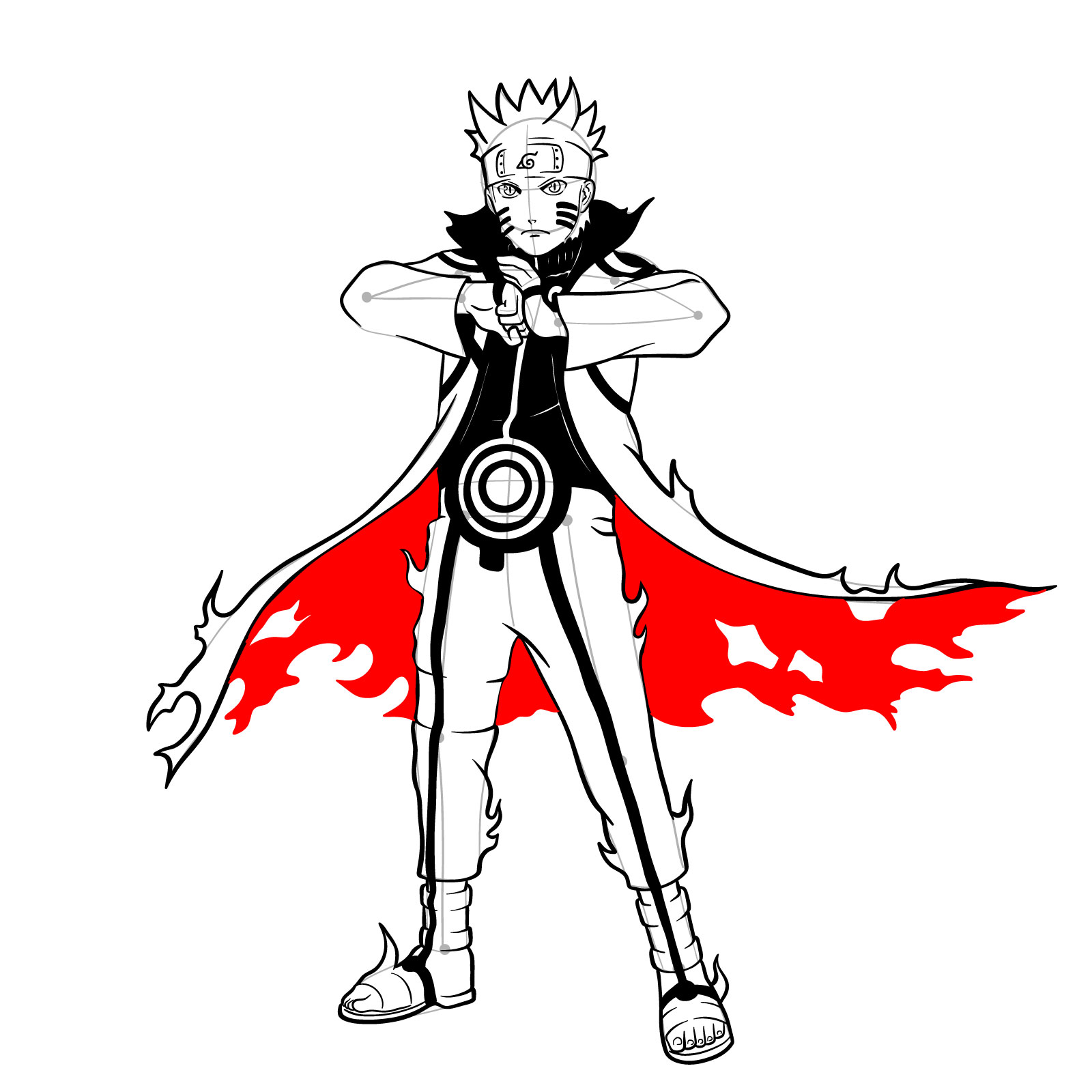 How to draw Naruto in Kurama Mode - step 42