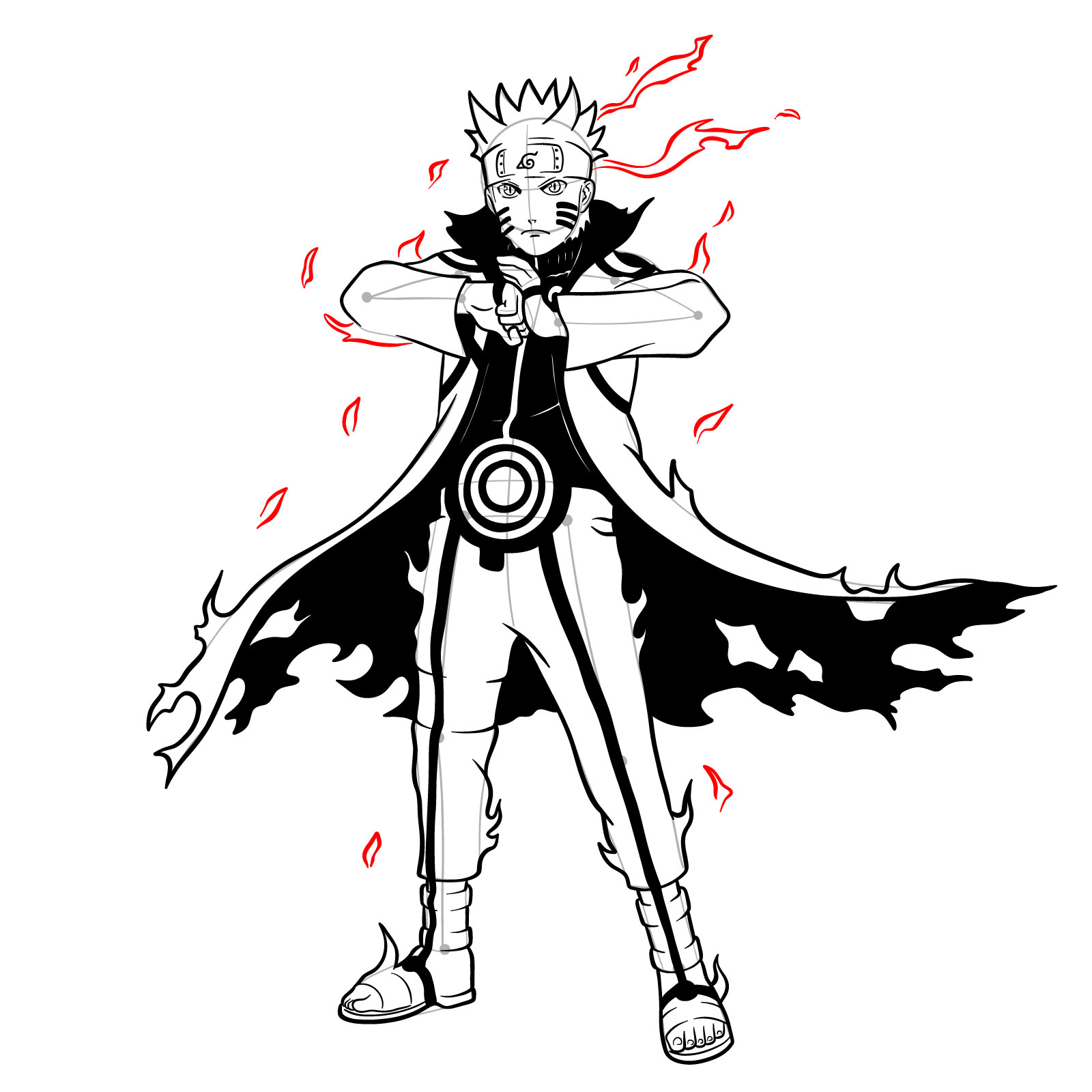 how to draw naruto sage mode with color