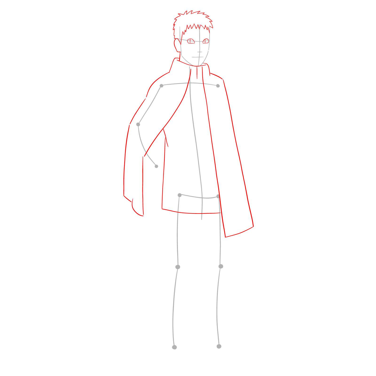 How to draw Boruto Naruto with cloak - step 02