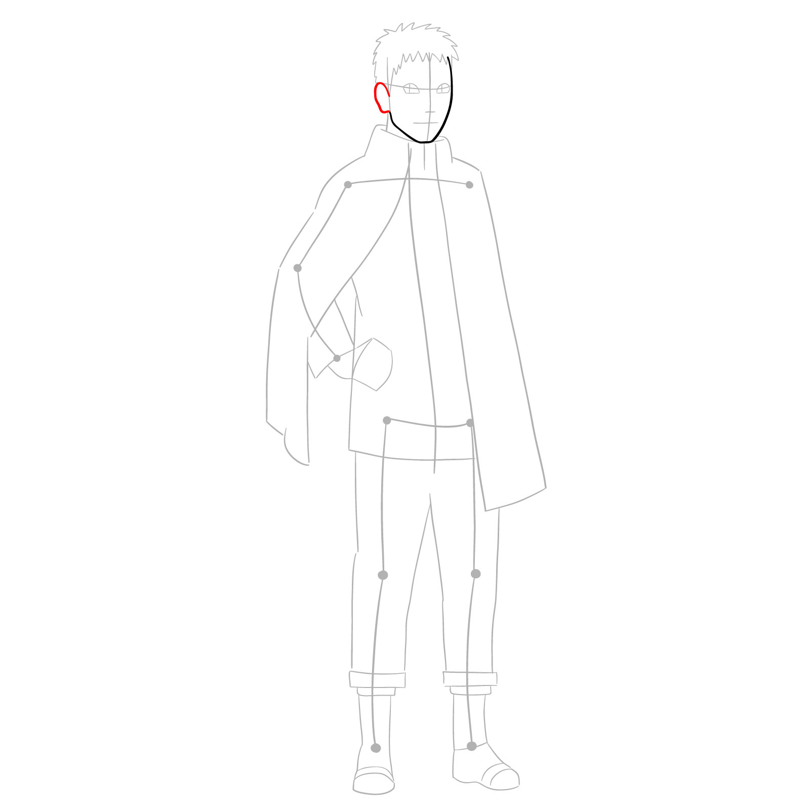 How to draw Boruto Naruto with cloak - step 05
